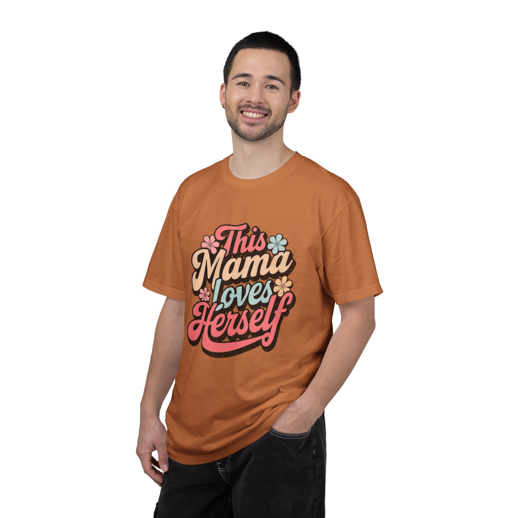 This Mama Loves Herself T-Shirt |Textured Retro Floral Typography