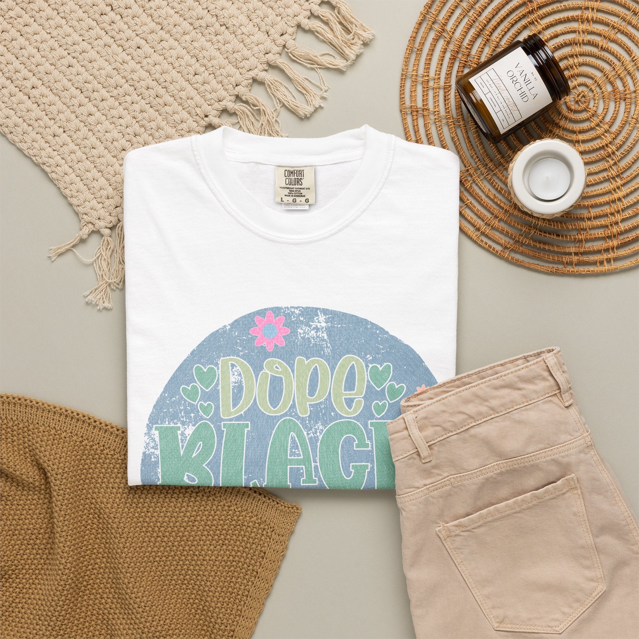 Dope Black Mom Textured T-Shirt — Floral Retro Circle Graphic Tee for Mothers