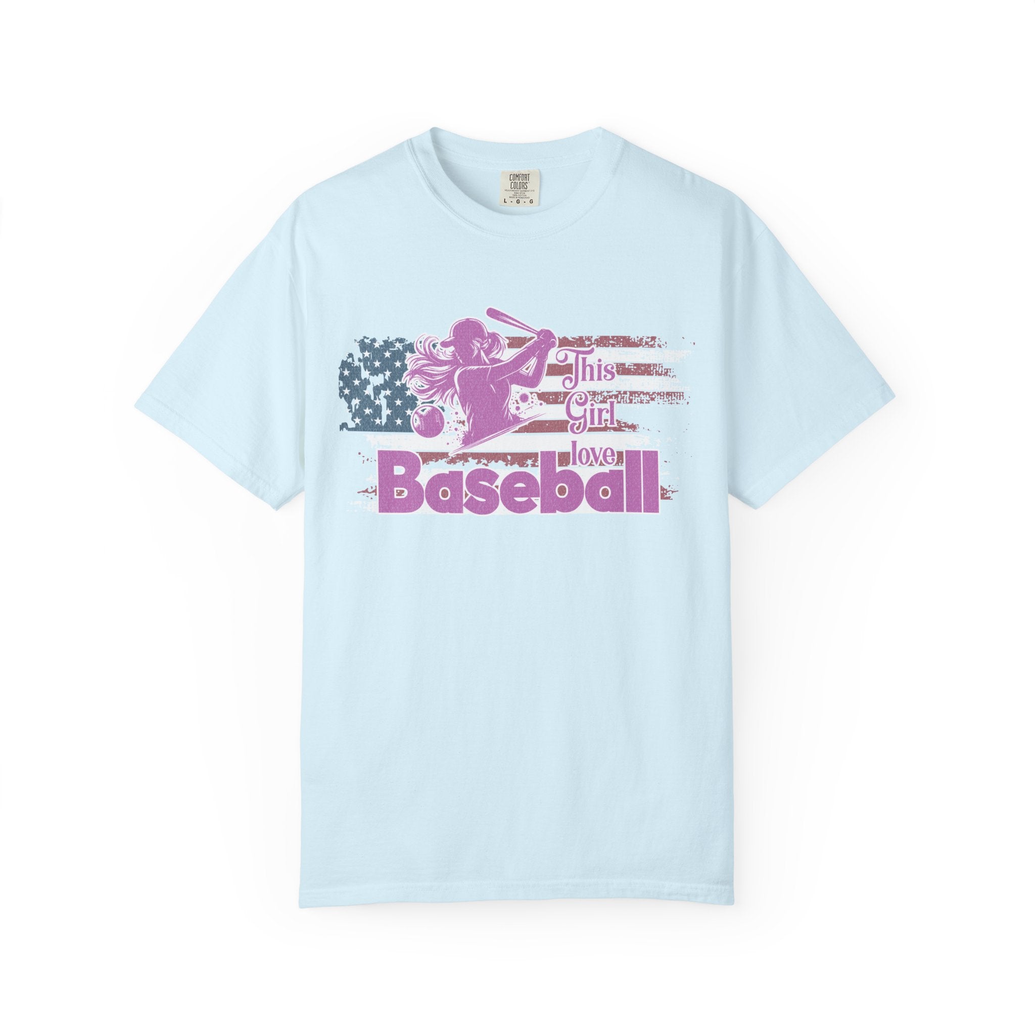 Texture This Girl Loves Baseball Shirt Vintage American Flag Pink Design