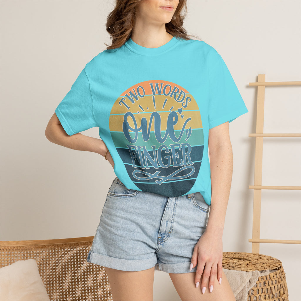 Retro 'Two Words One Finger' Graphic T-Shirt