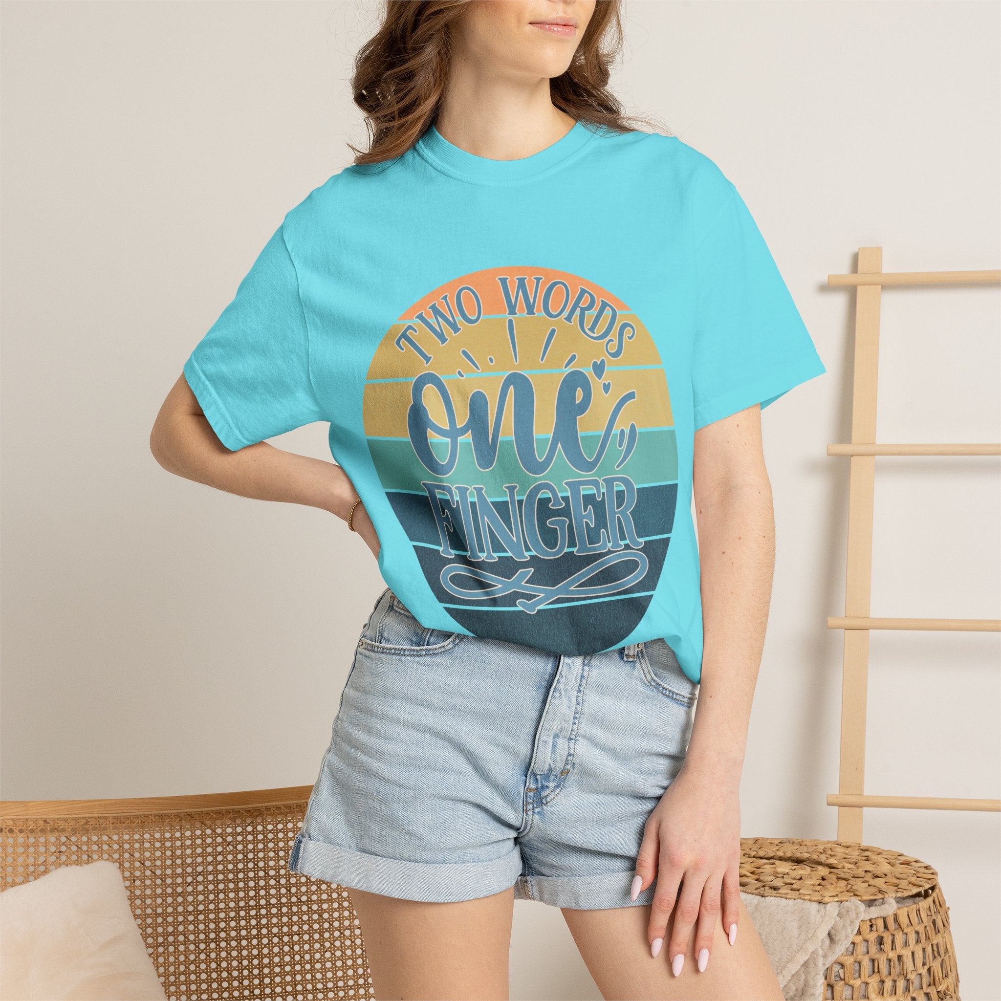 Retro 'Two Words One Finger' Graphic T-Shirt