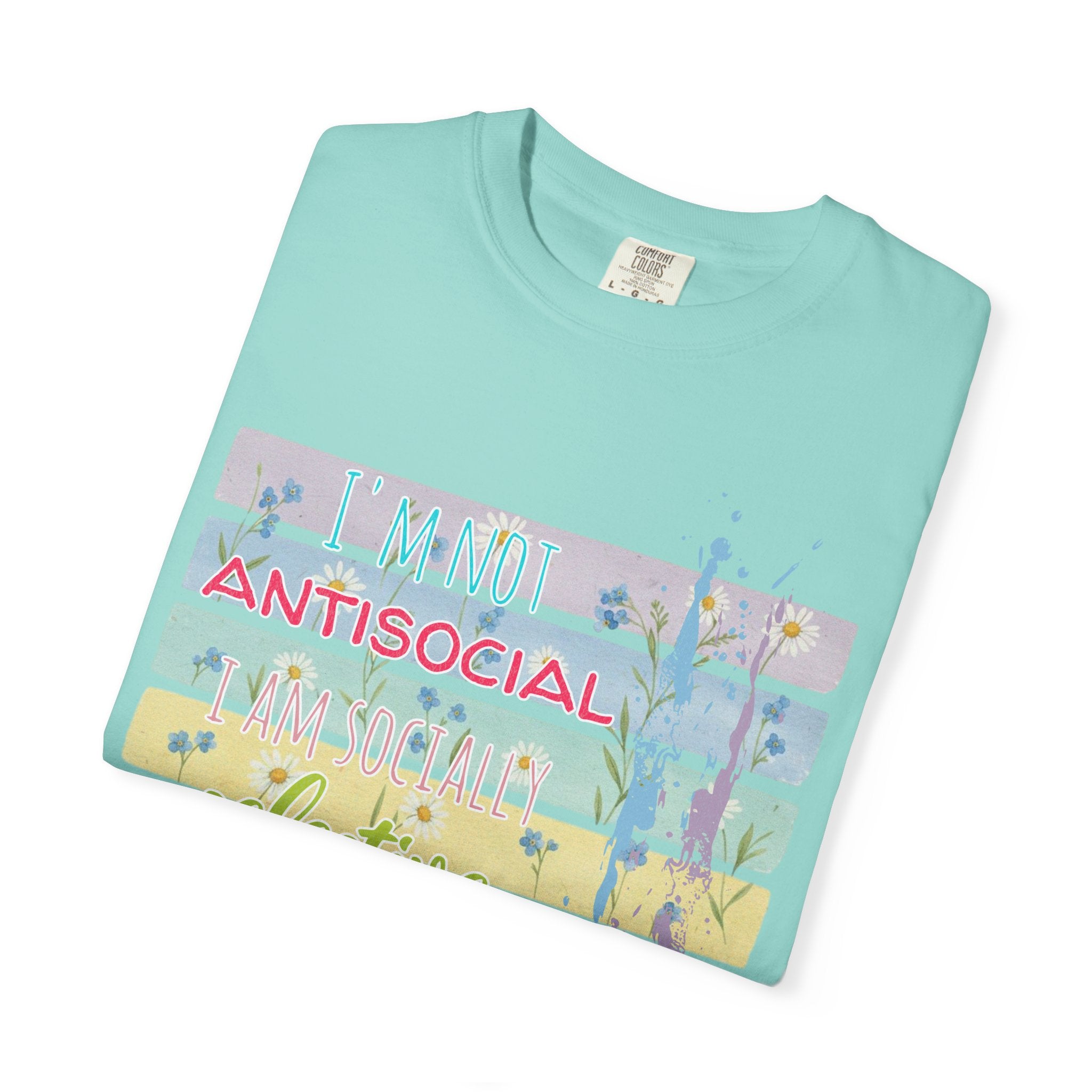 Antisocial Selective T-Shirt — Pastel Stripes Floral Graphic Tee
