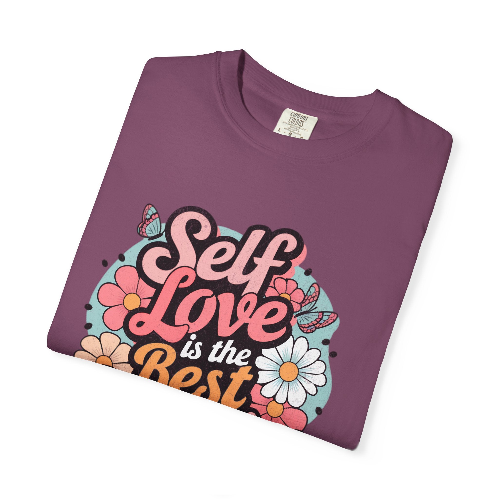 Self Love is the Best Medicine T-Shirt |Textured Floral Script Mental Health Design