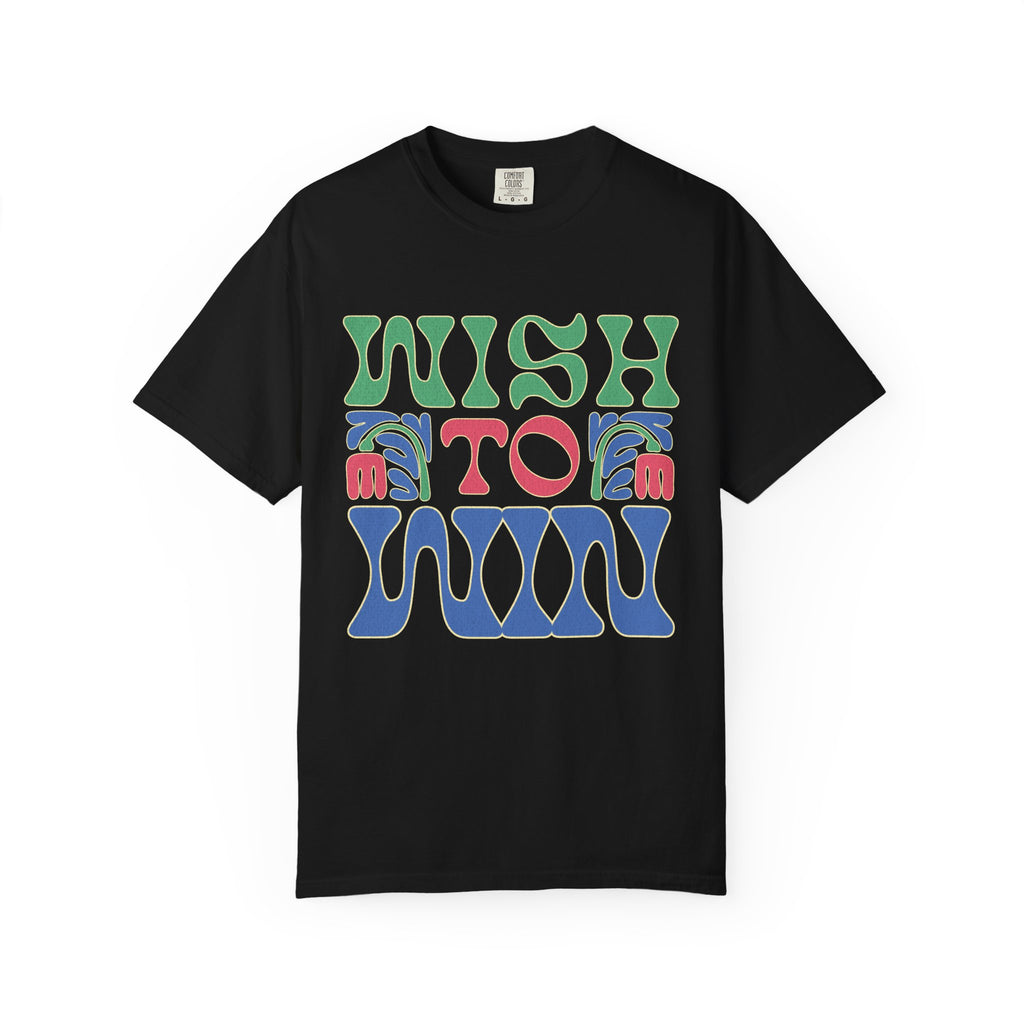 Wish to Win T-shirt |Textured Retro Psychedelic Lettering