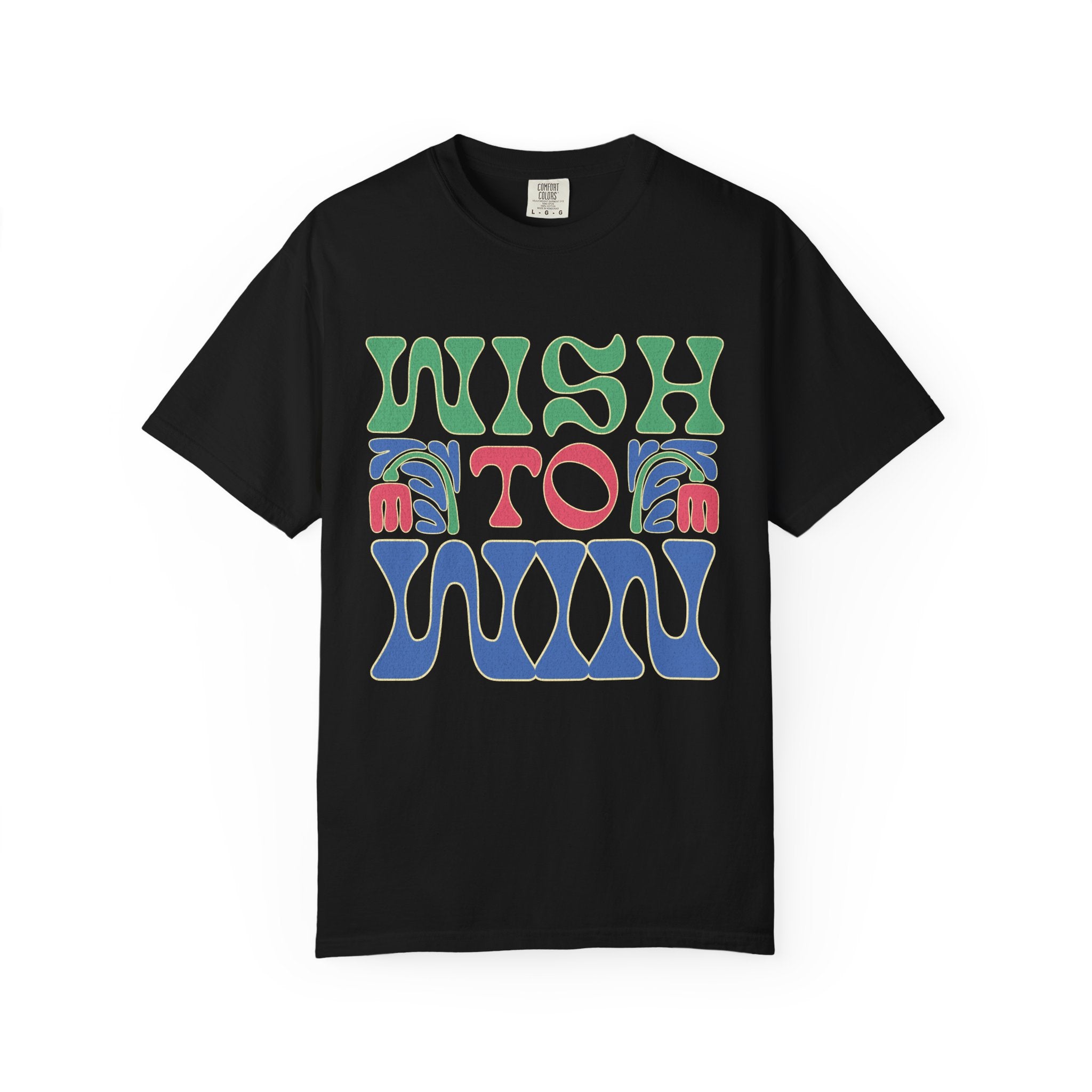 Wish to Win T-shirt |Textured Retro Psychedelic Lettering