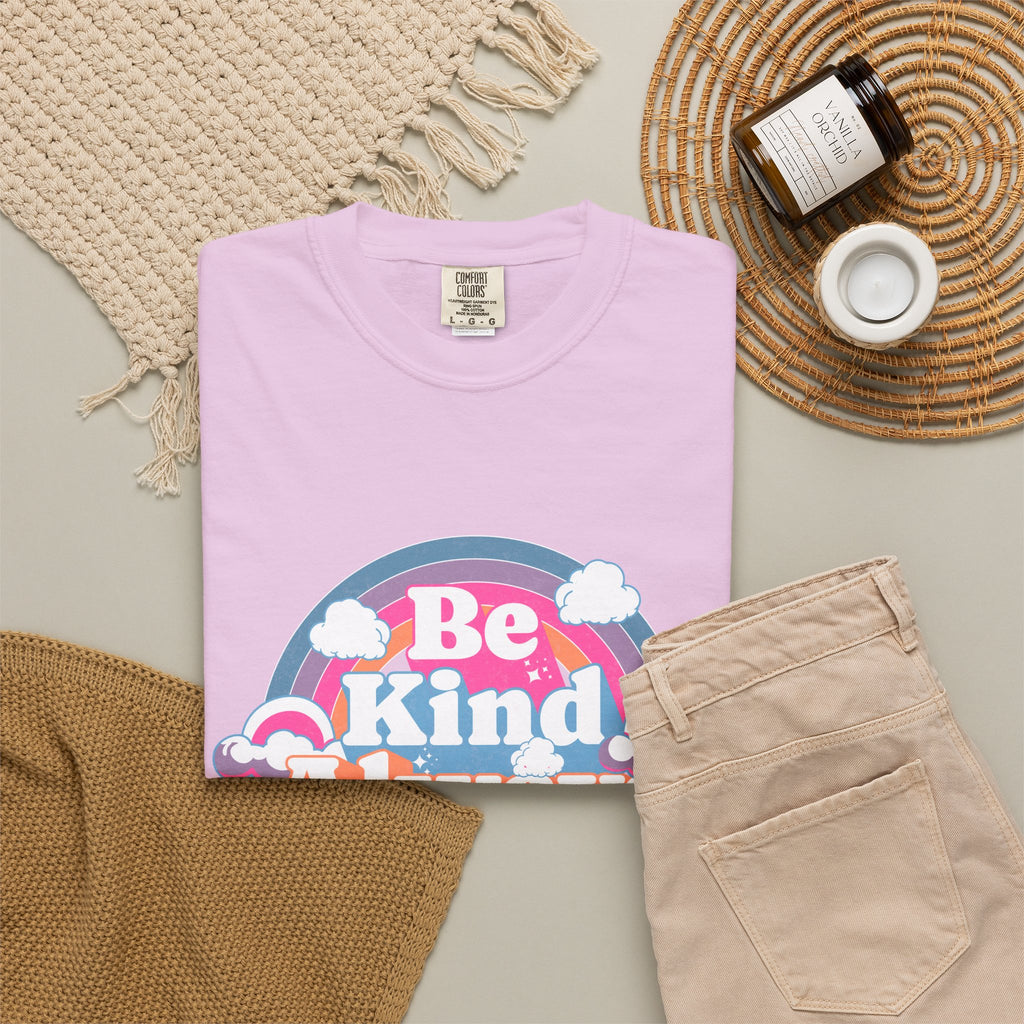 Be Kind Always Textured T-Shirt — Retro Rainbow Graphic Tee