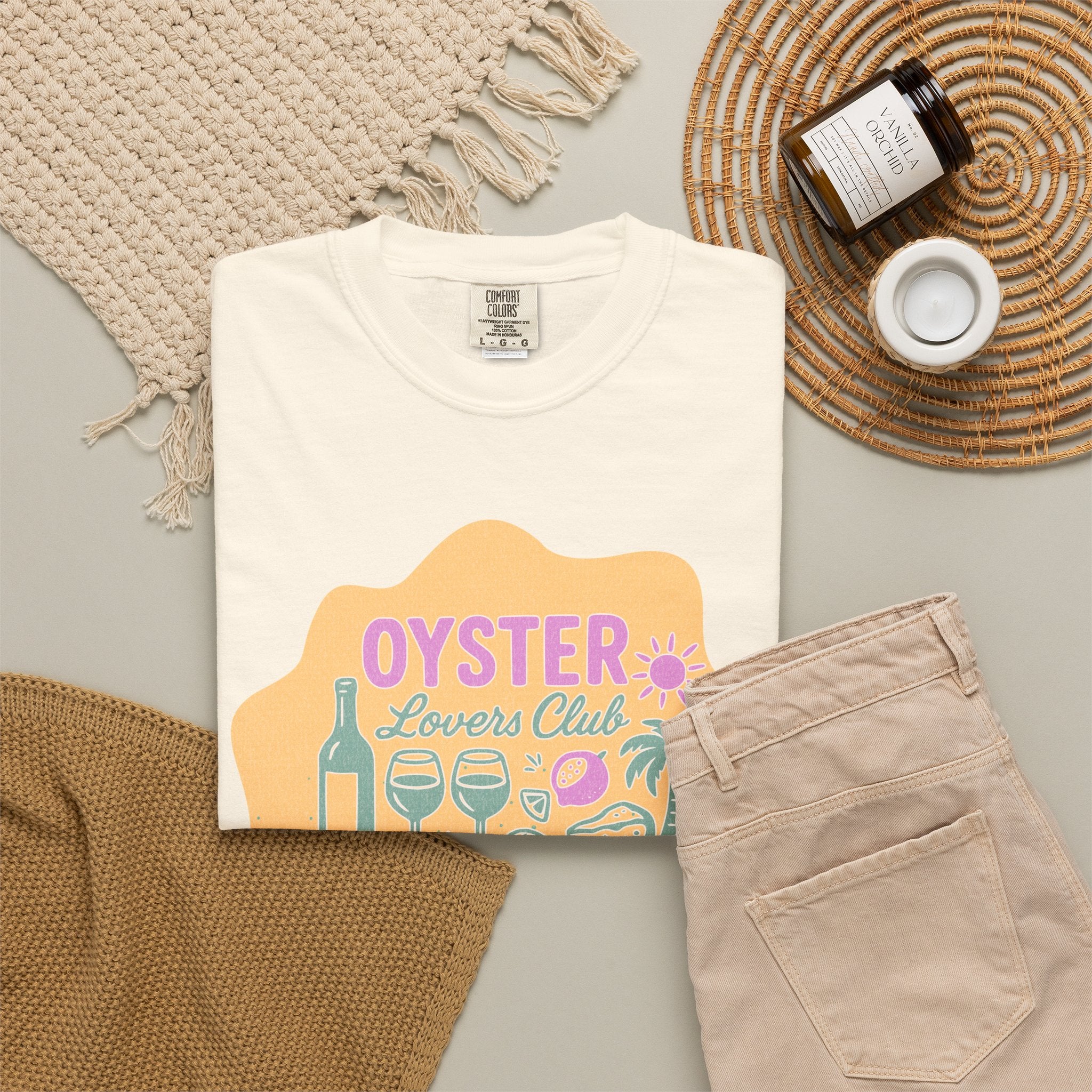 Textured Oyster Lovers Club T-Shirt — Coastal Seafood Graphic Tee