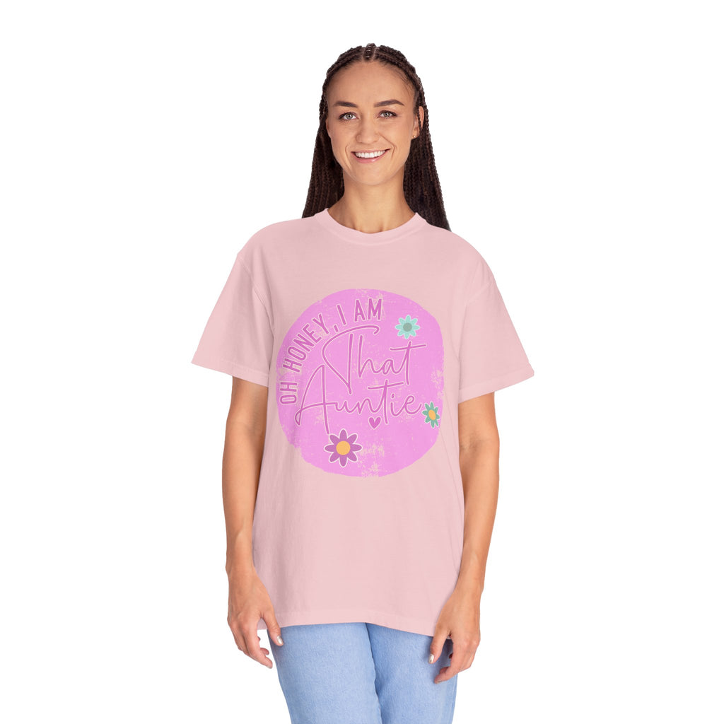 That Auntie Textured T-Shirt — “Oh Honey I Am That Auntie” Floral Graphic Tee