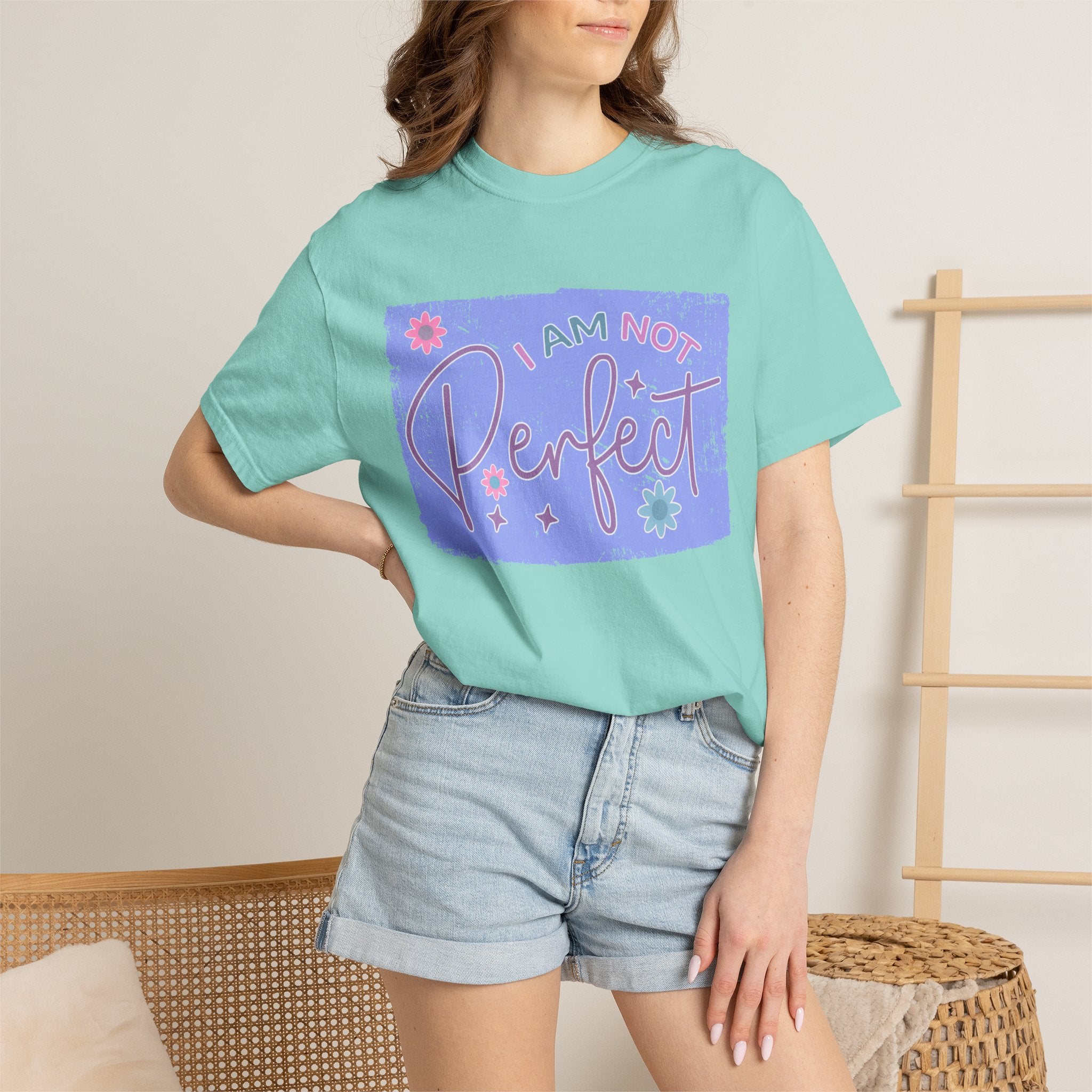 I Am Not Perfect Floral Textured T-Shirt