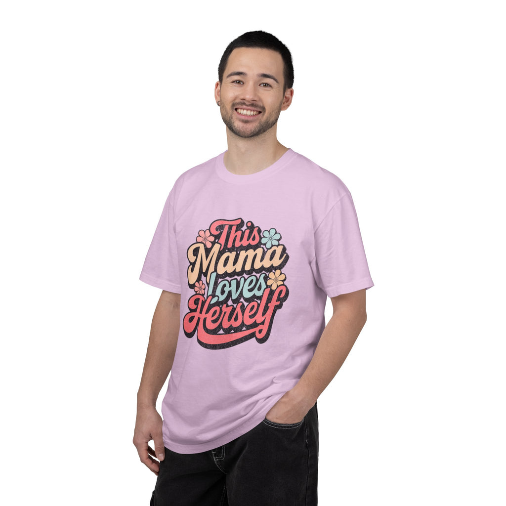 This Mama Loves Herself T-Shirt |Textured Retro Floral Typography