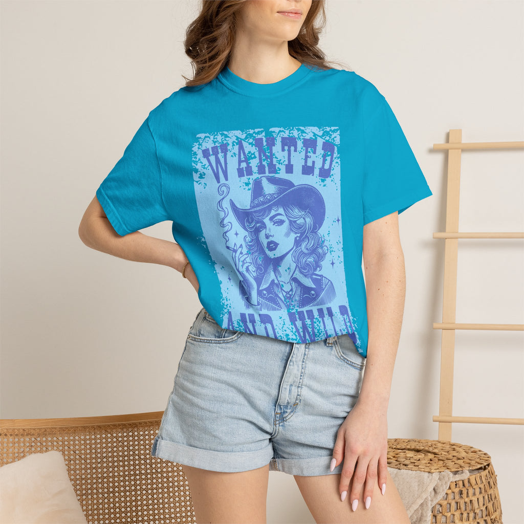 Wanted and Wild Cowboy Cowgirl  Textured T-Shirt