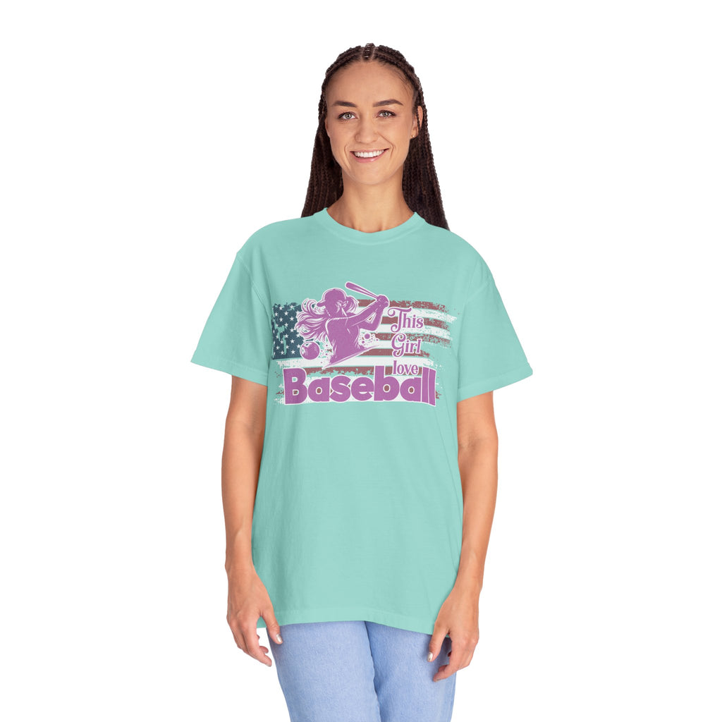 Texture This Girl Loves Baseball Shirt Vintage American Flag Pink Design