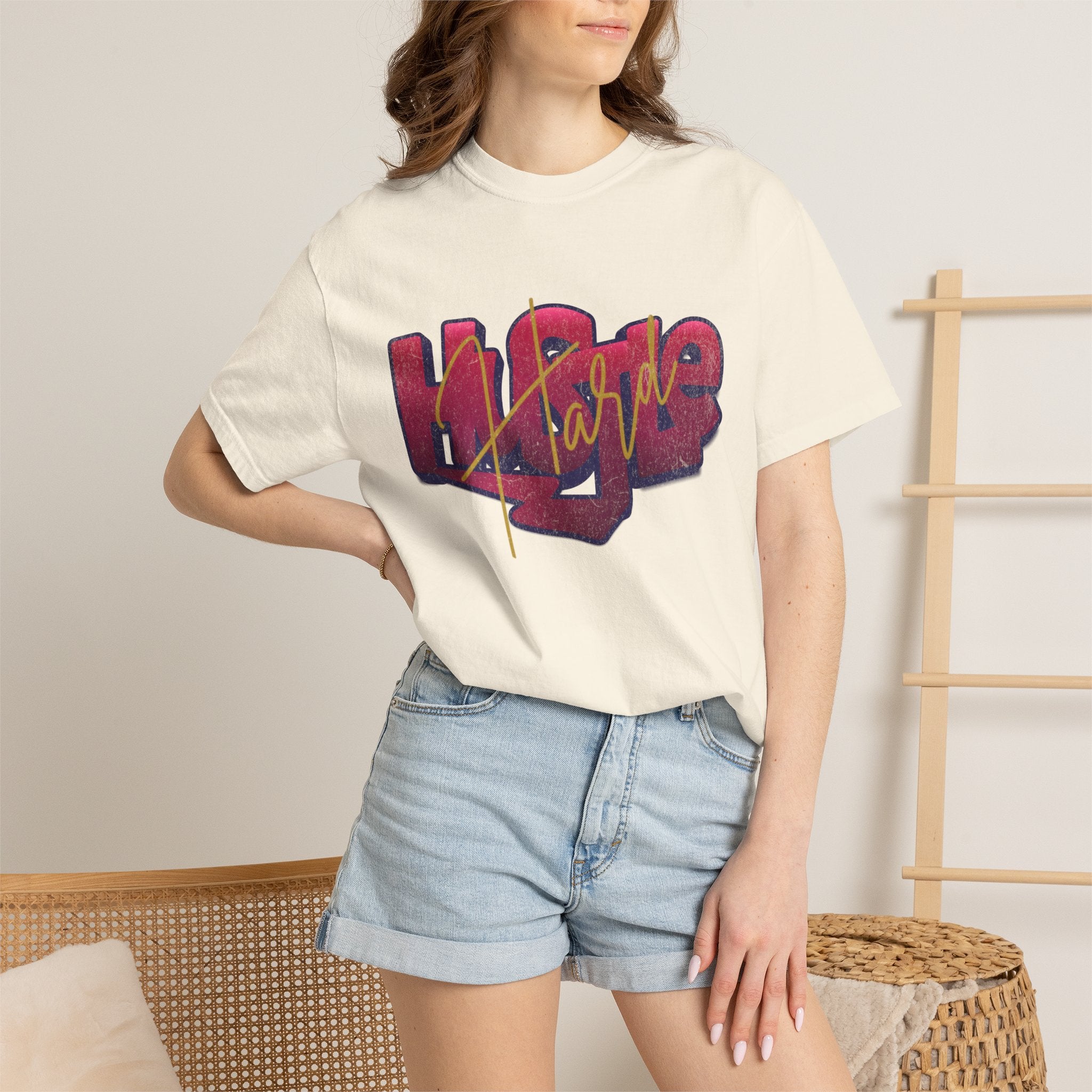 Textured Street Art 'Hustle Hard' Graphic Tee — Vintage Graffiti Unisex T-Shirt