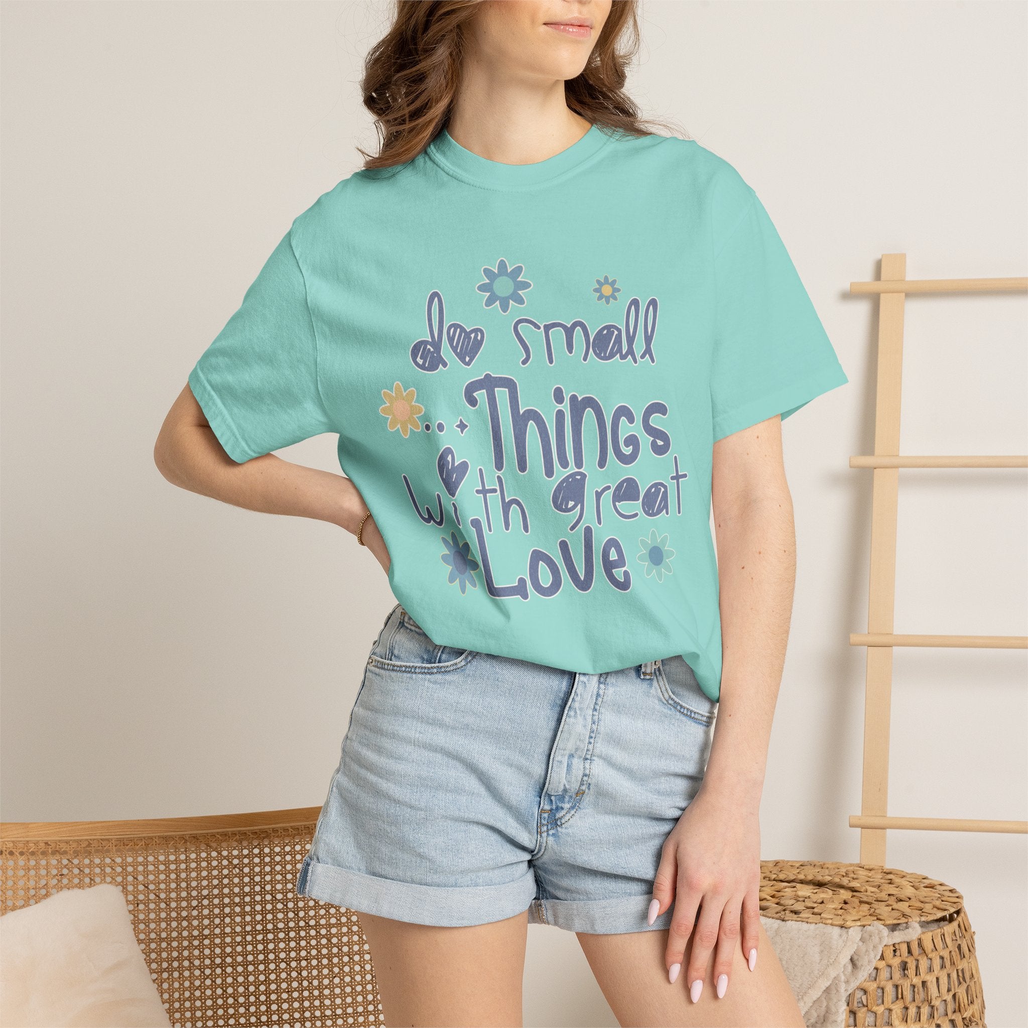 Textured T-Shirt — "Do Small Things with Great Love" Floral Graphic Tee