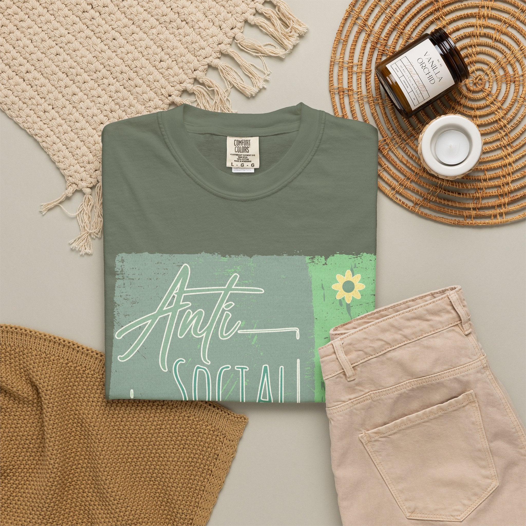 Textured Anti Social Social Club Floral Graphic T-Shirt
