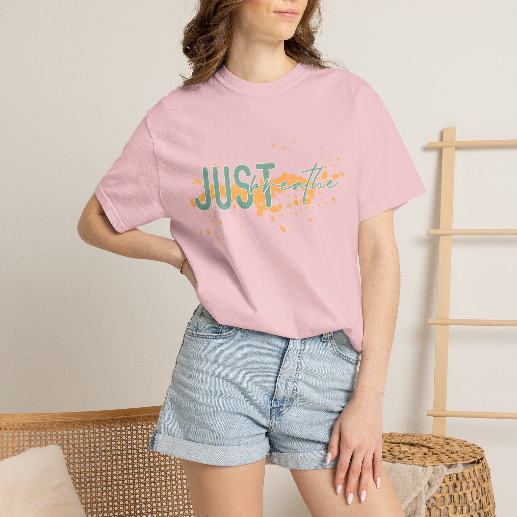 Just Breathe Textured T-Shirt — Relaxed Inspirational Graphic Tee
