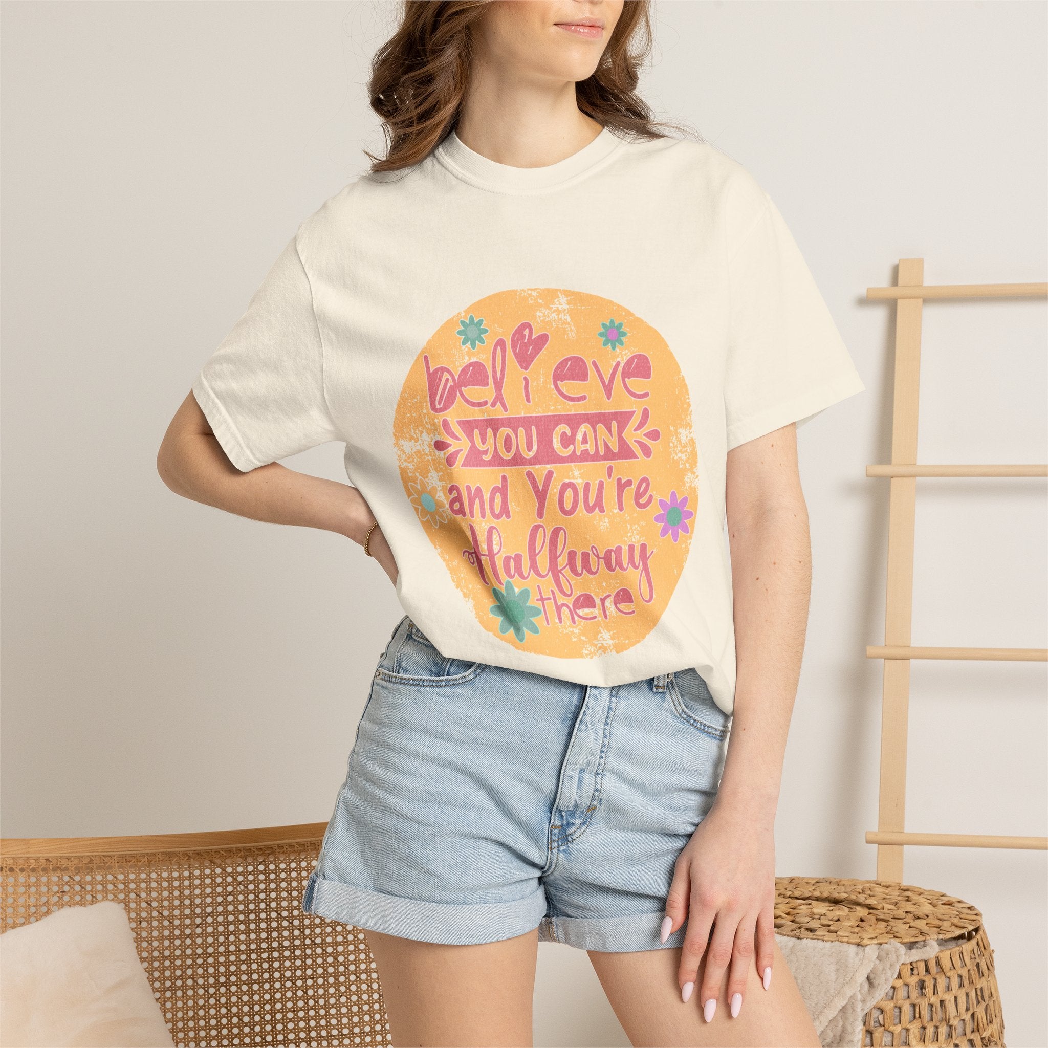Textured Believe You Can Tee — "Believe You Can and You're Halfway There" Inspirational T‑Shirt