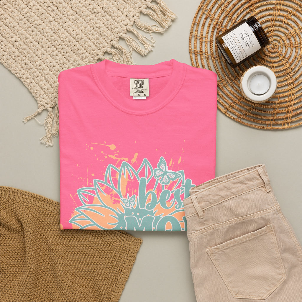 Best Mom Ever T-Shirt —Textured  Floral Sunflower Mother's Day Tee
