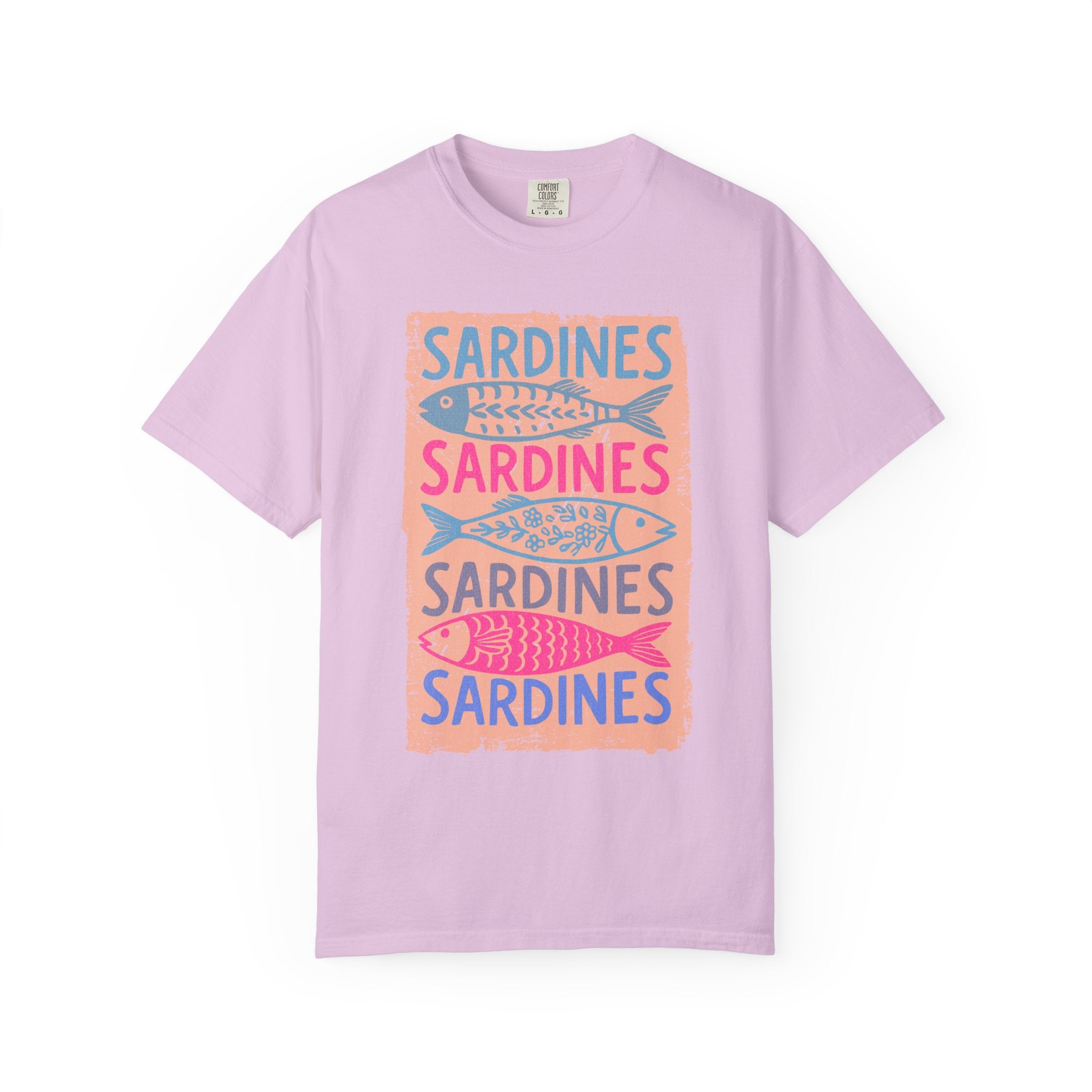 Sardines Textured Graphic T-Shirt — Retro Fish Print Tee