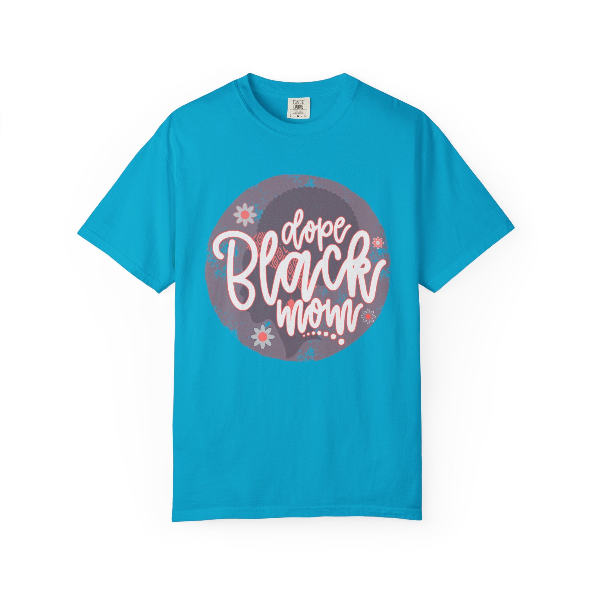 Dope Black Mom Textured T-Shirt — Floral Retro Circle Graphic for Proud Moms