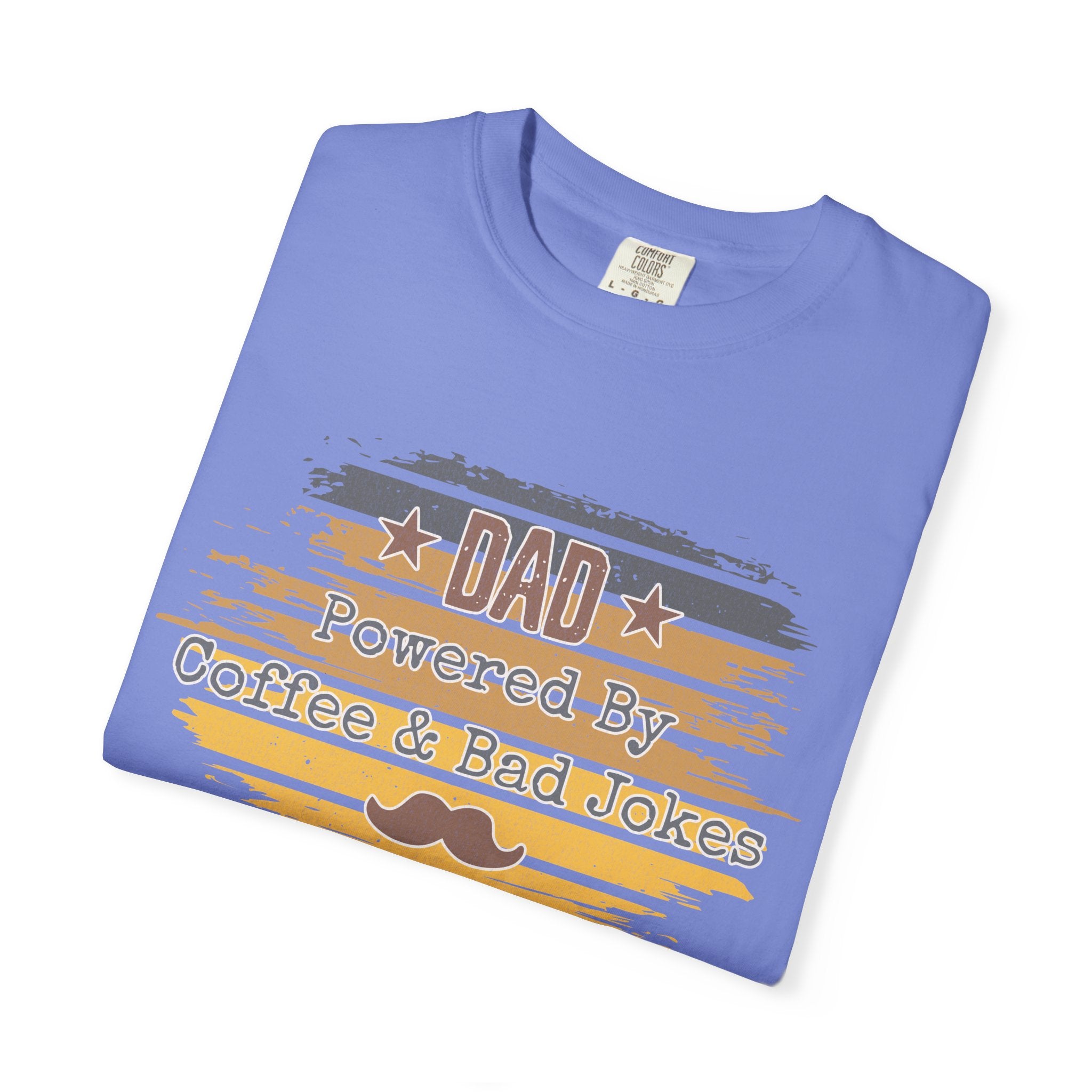 Dad Powered by Coffee & Bad Jokes Textured  T-Shirt