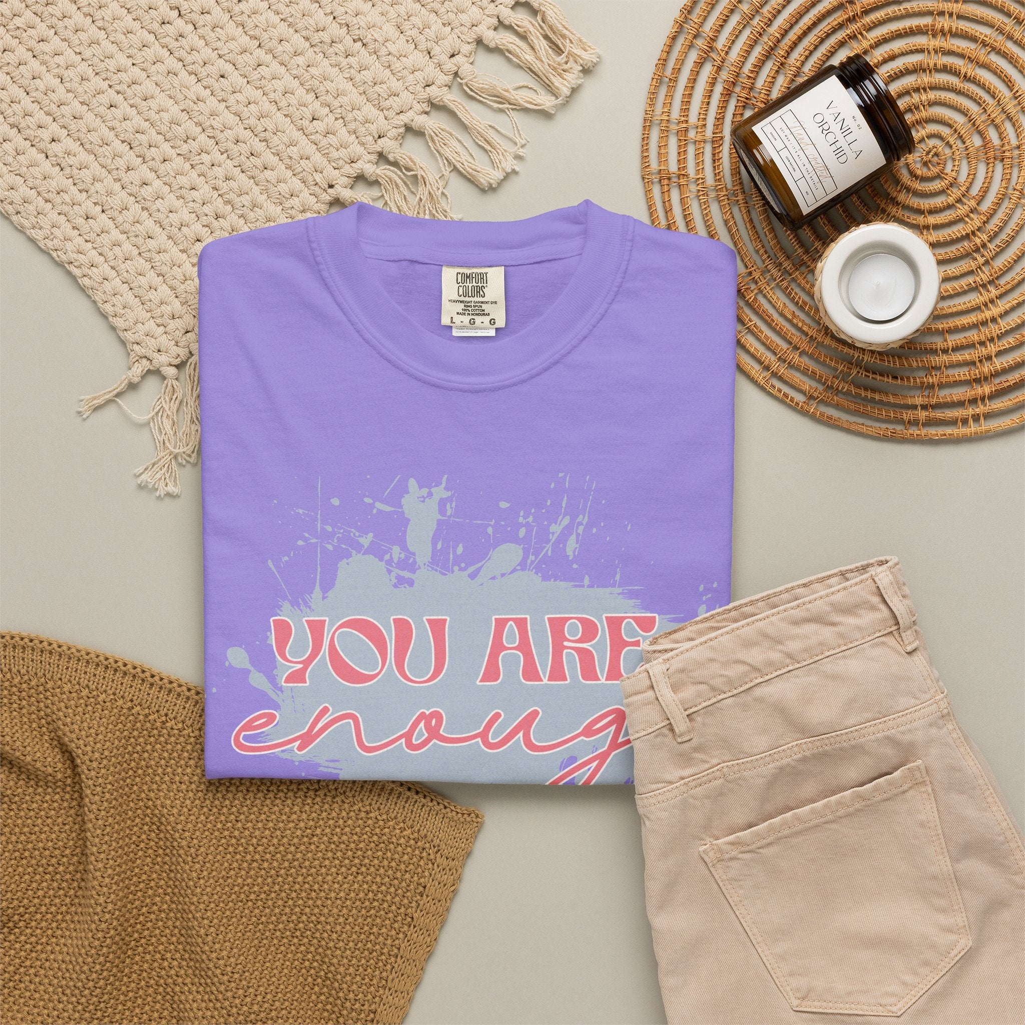 You Are Enough Textured Tee — Inspirational Positive Message Graphic T-Shirt
