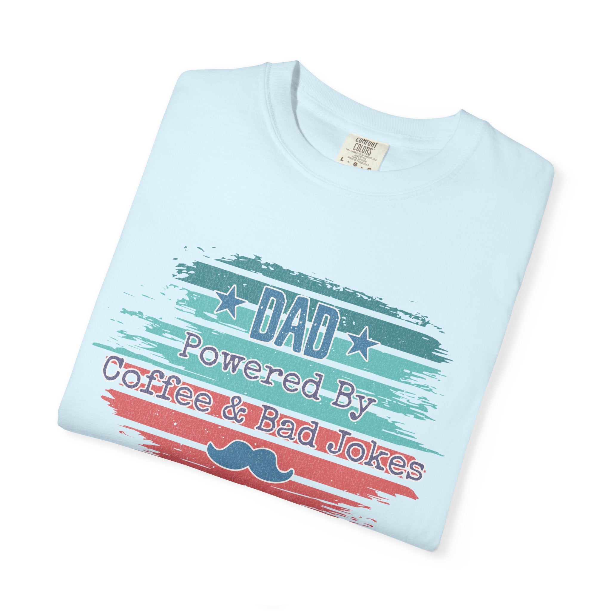 Dad "Powered by Coffee & Bad Jokers" Textured T-Shirt