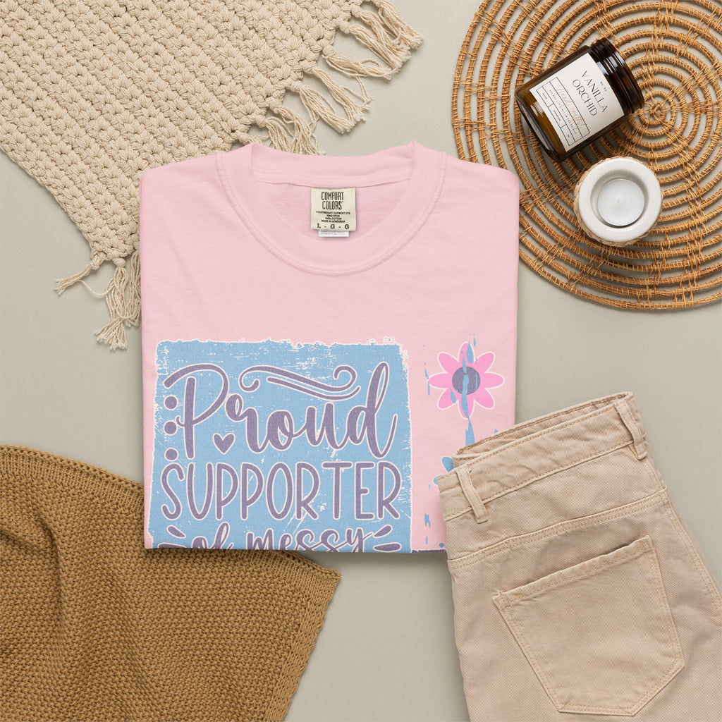 Supporter of Messy Hair & Sweatpants Textured T-Shirt