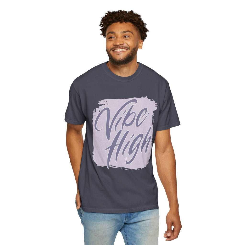 Vibe High Textured T-Shirt — Retro Brush Script Graphic Tee
