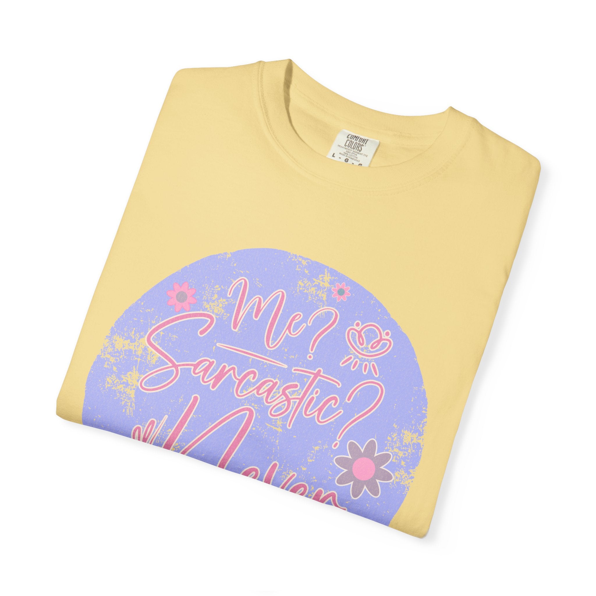 Me Sarcastic Textured Floral T‑Shirt — Retro Pastel Circle Graphic Tee
