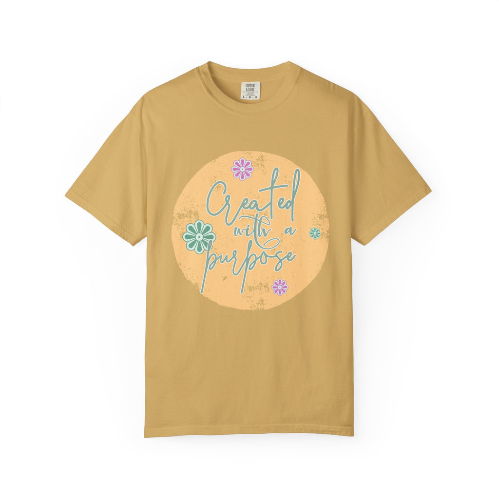 Created with a Purpose T-shirt |Textured Floral Handlettering Circle Design