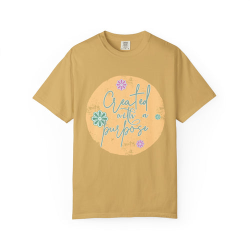Created with a Purpose T-shirt |Textured Floral Handlettering Circle Design