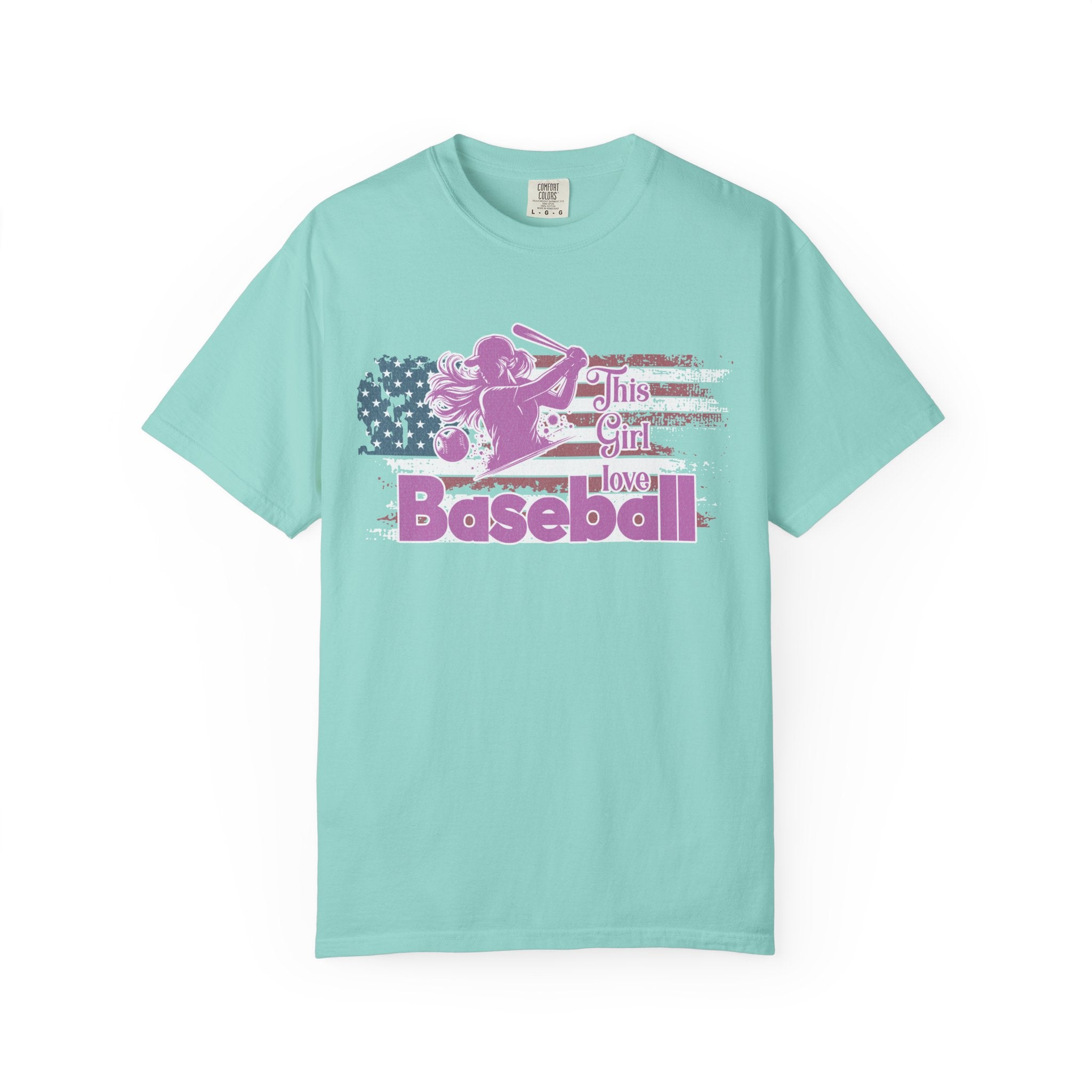 Texture This Girl Loves Baseball Shirt Vintage American Flag Pink Design