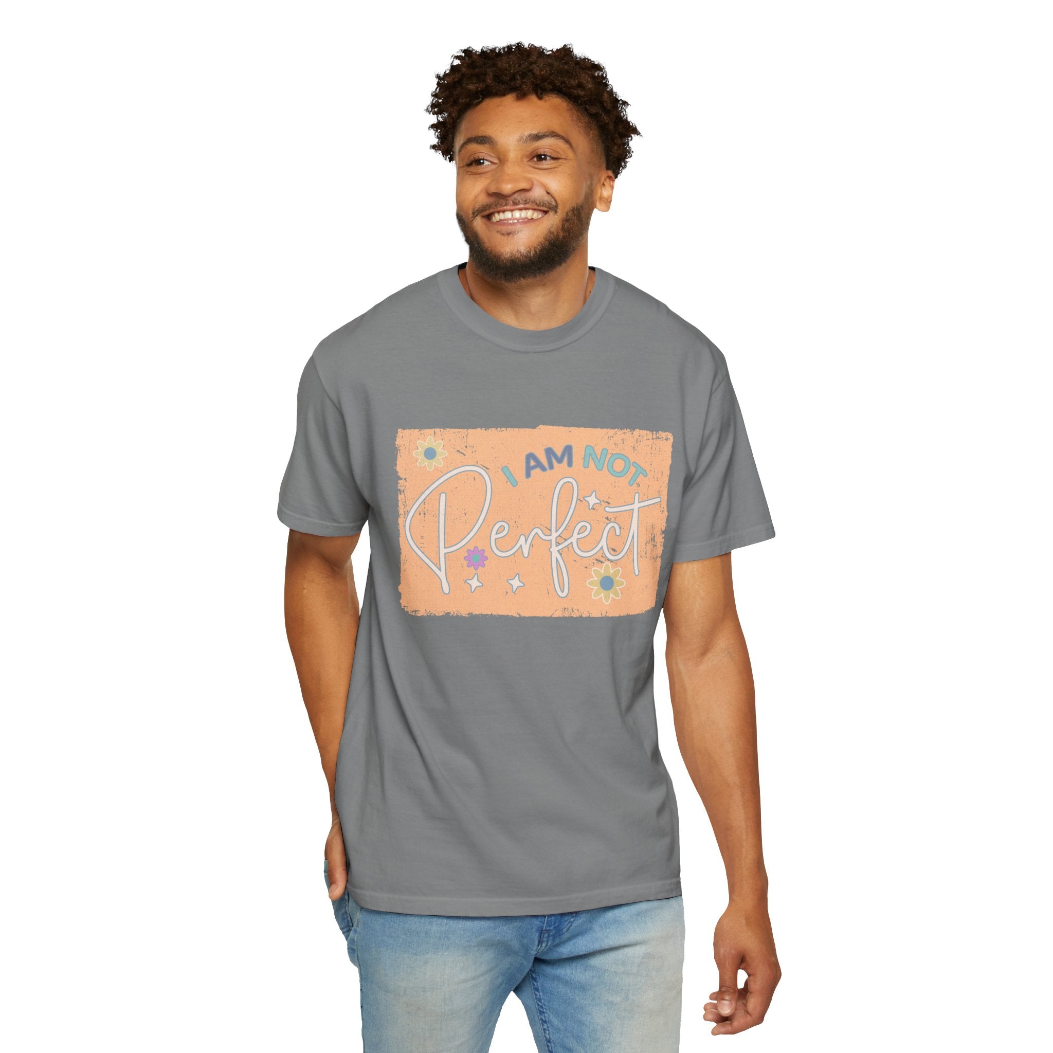 I Am Not Perfect Textured Retro Graphic T-Shirt — Positive Self-Love Tee
