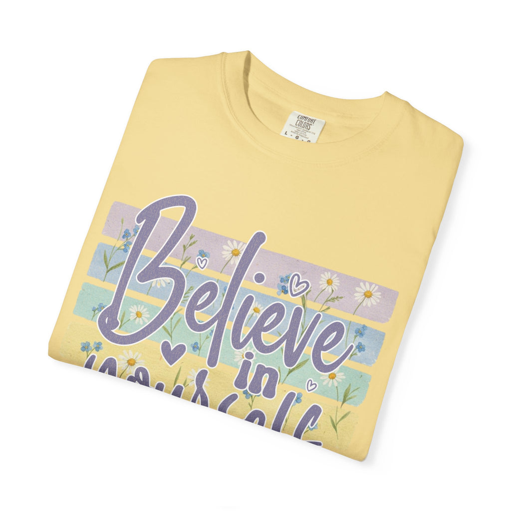 Textured Believe In Yourself T-Shirt — Inspirational Pastel Graphic Tee