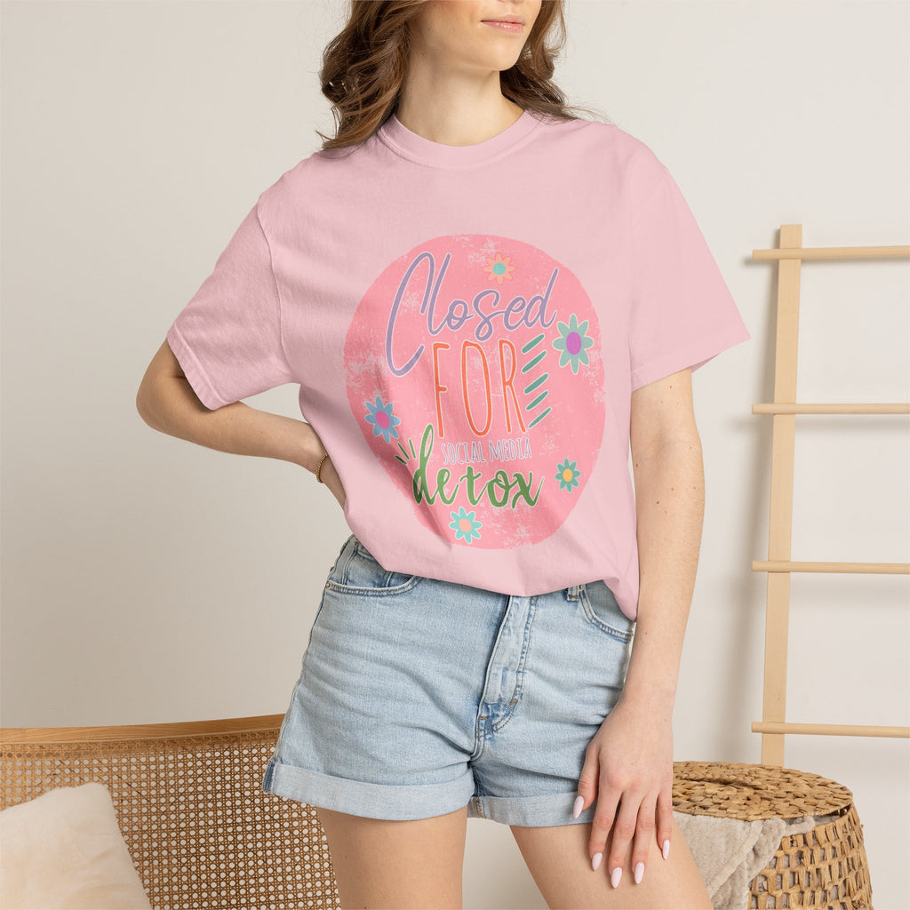Closed For Detox Textured T‑Shirt — Cute Floral Wellness Tee