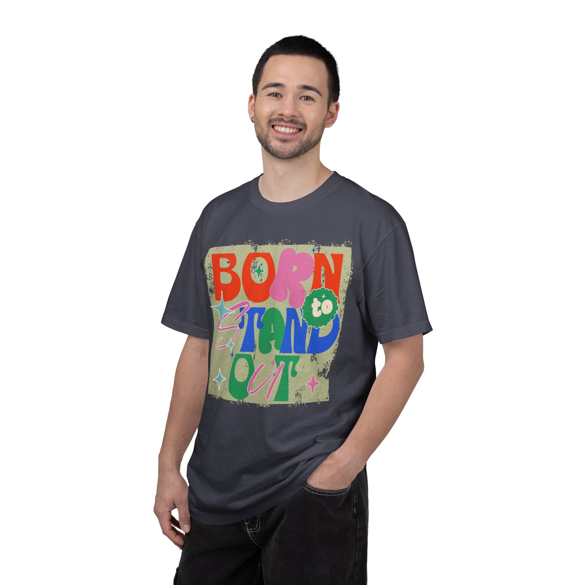 Born to Stand Out Graphic Textured T-Shirt