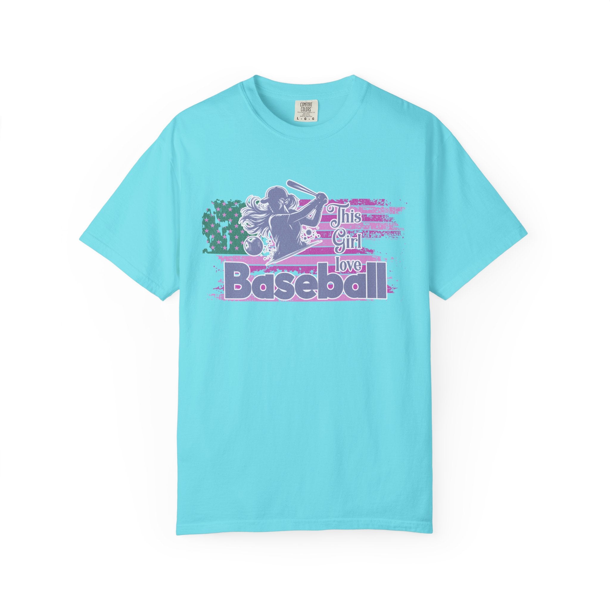 Girls Love Baseball Textured T-Shirt — Feminine Retro Baseball Tee