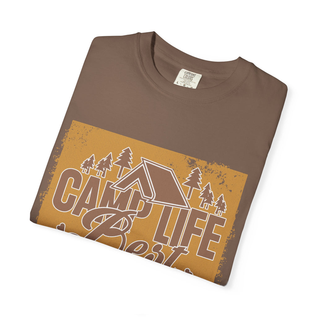 Textured Camp Life Is Best T-Shirt — Vintage Camping Graphic Tee