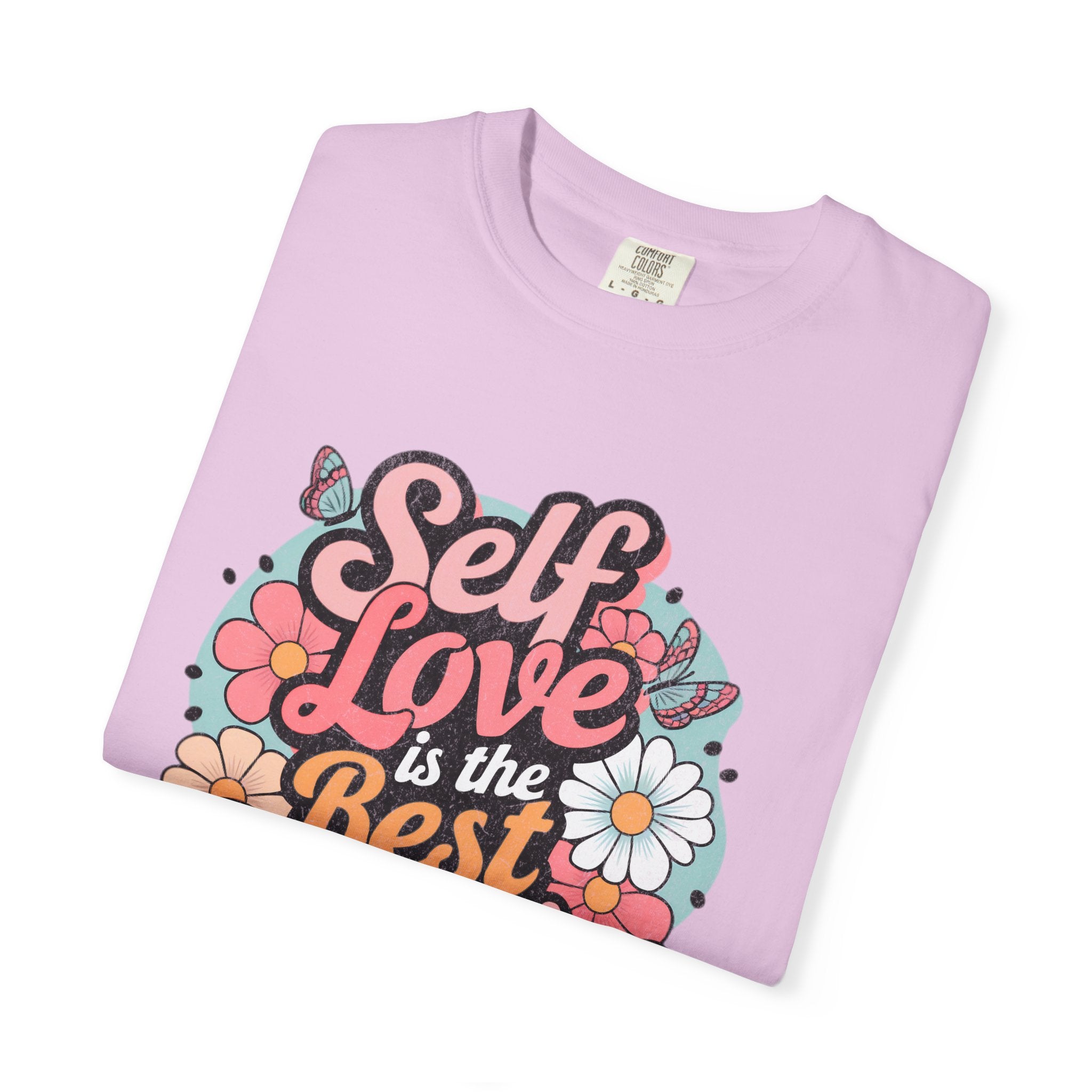 Self Love is the Best Medicine T-Shirt |Textured Floral Script Mental Health Design