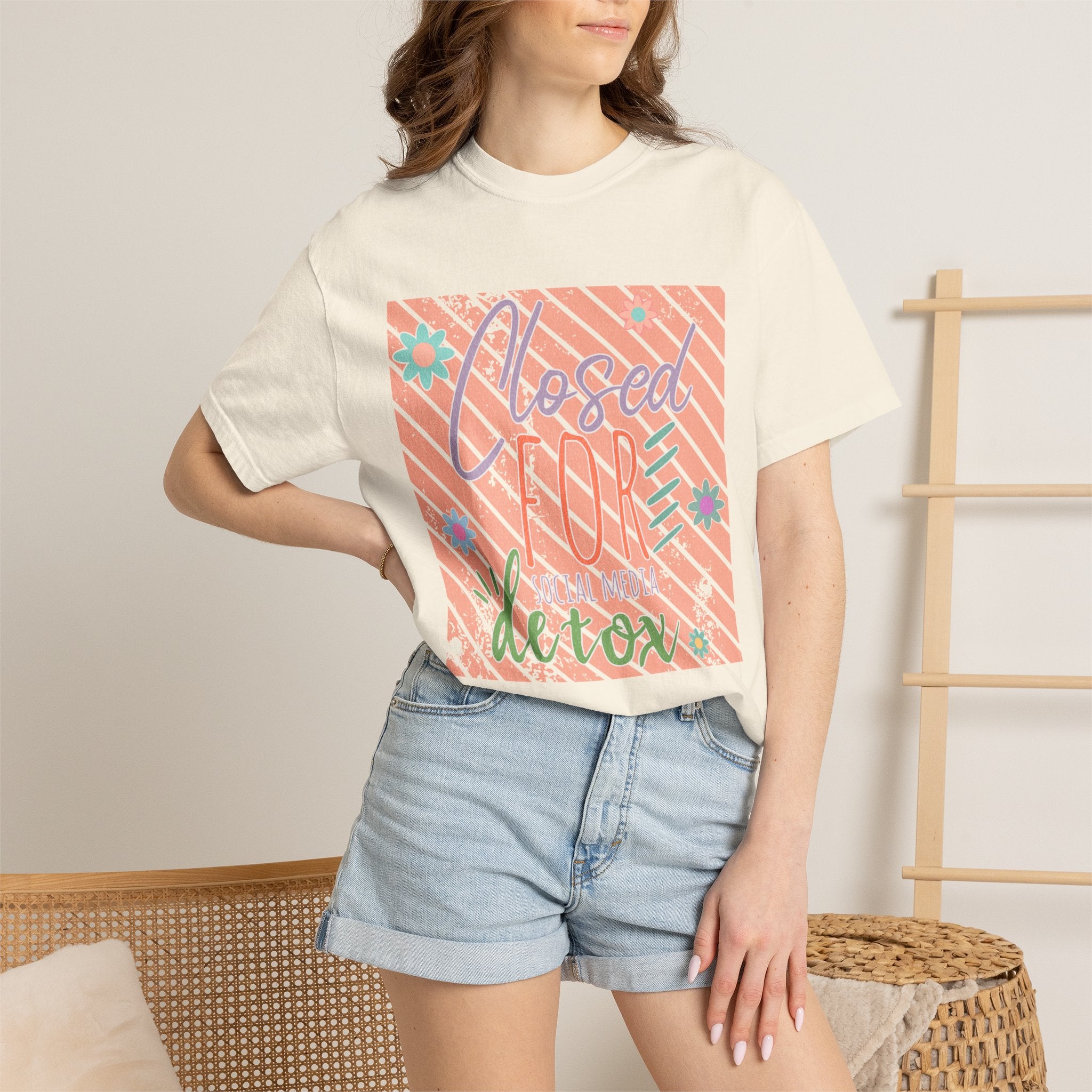 Closed for Detox Textured T-Shirt — Retro Pastel Spa Vibe Tee