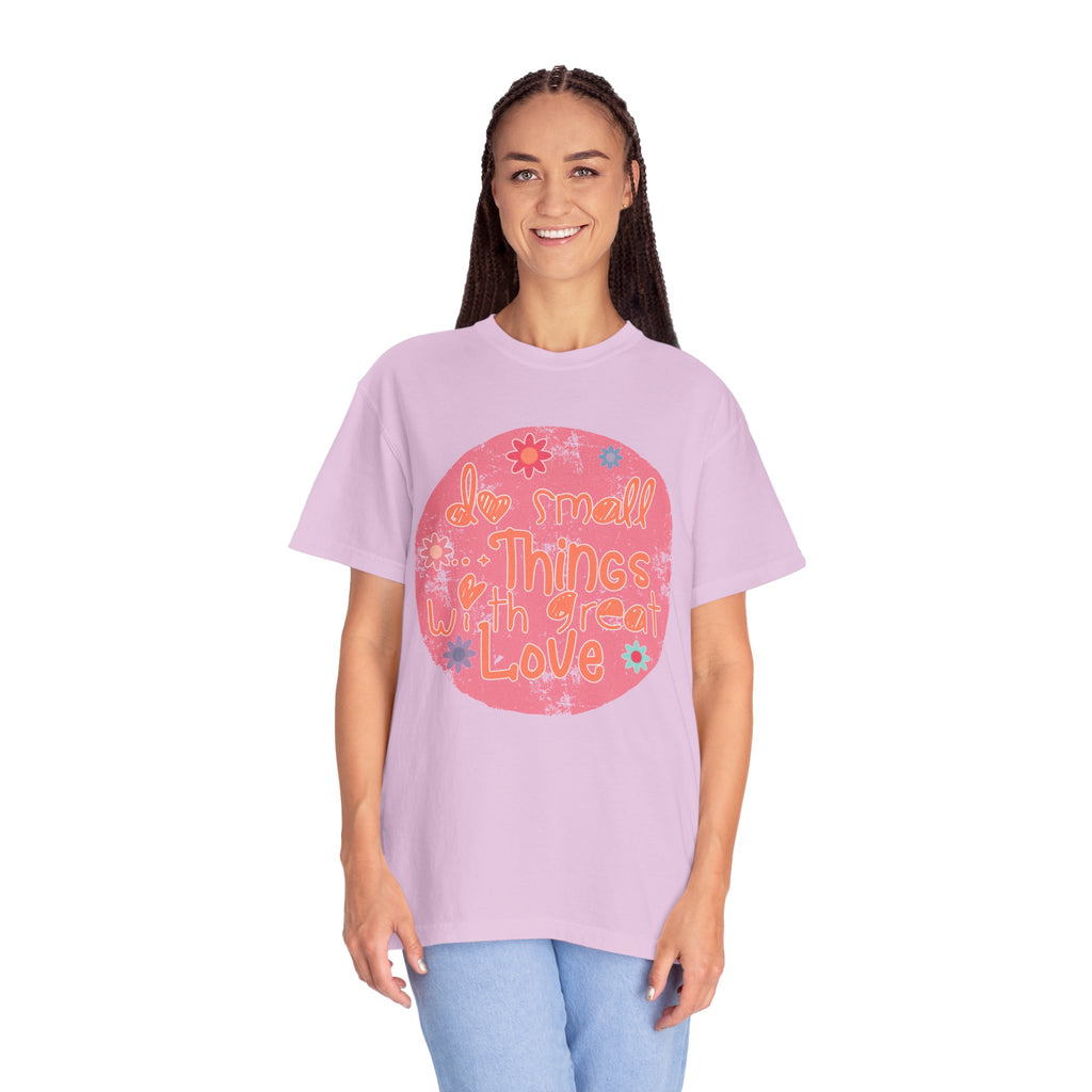 Textured T-Shirt — "Do Small Things With Great Love" Floral Circle Graphic