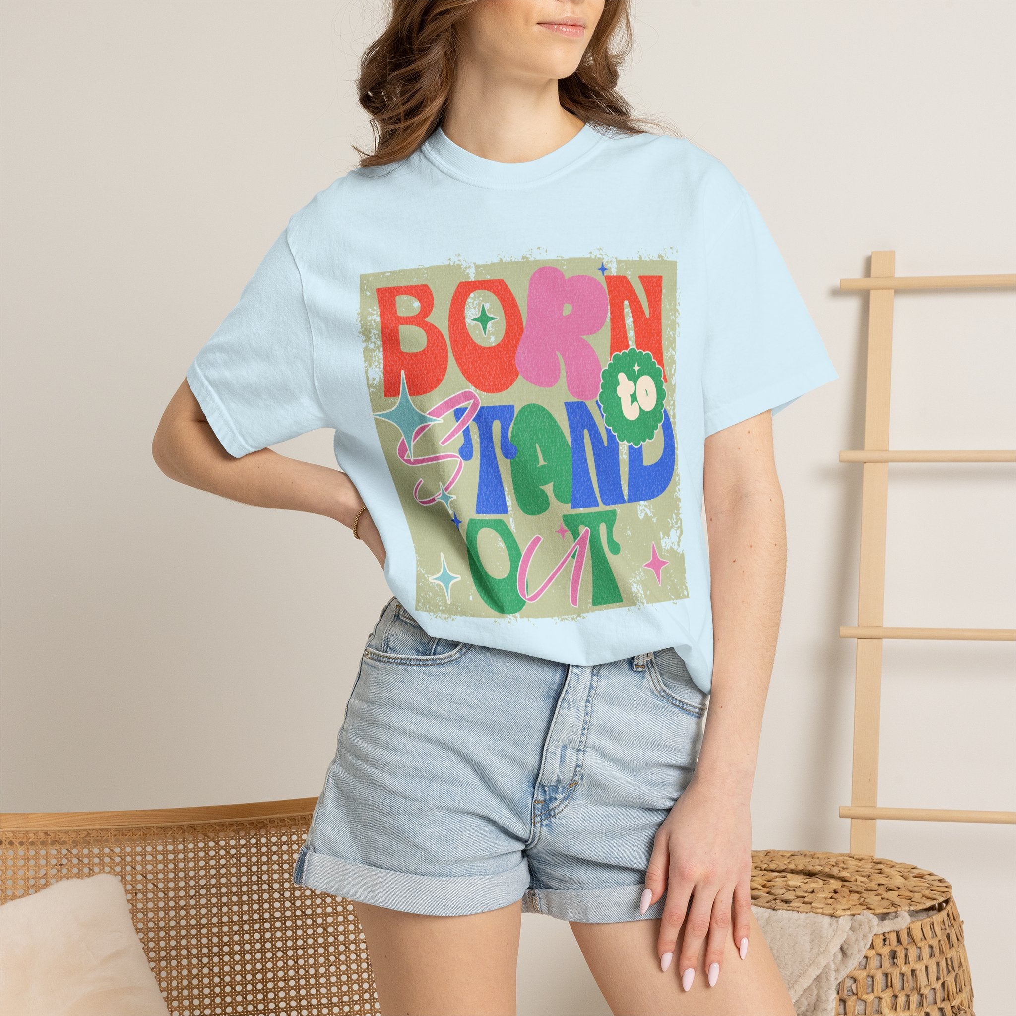 Born to Stand Out Graphic Textured T-Shirt