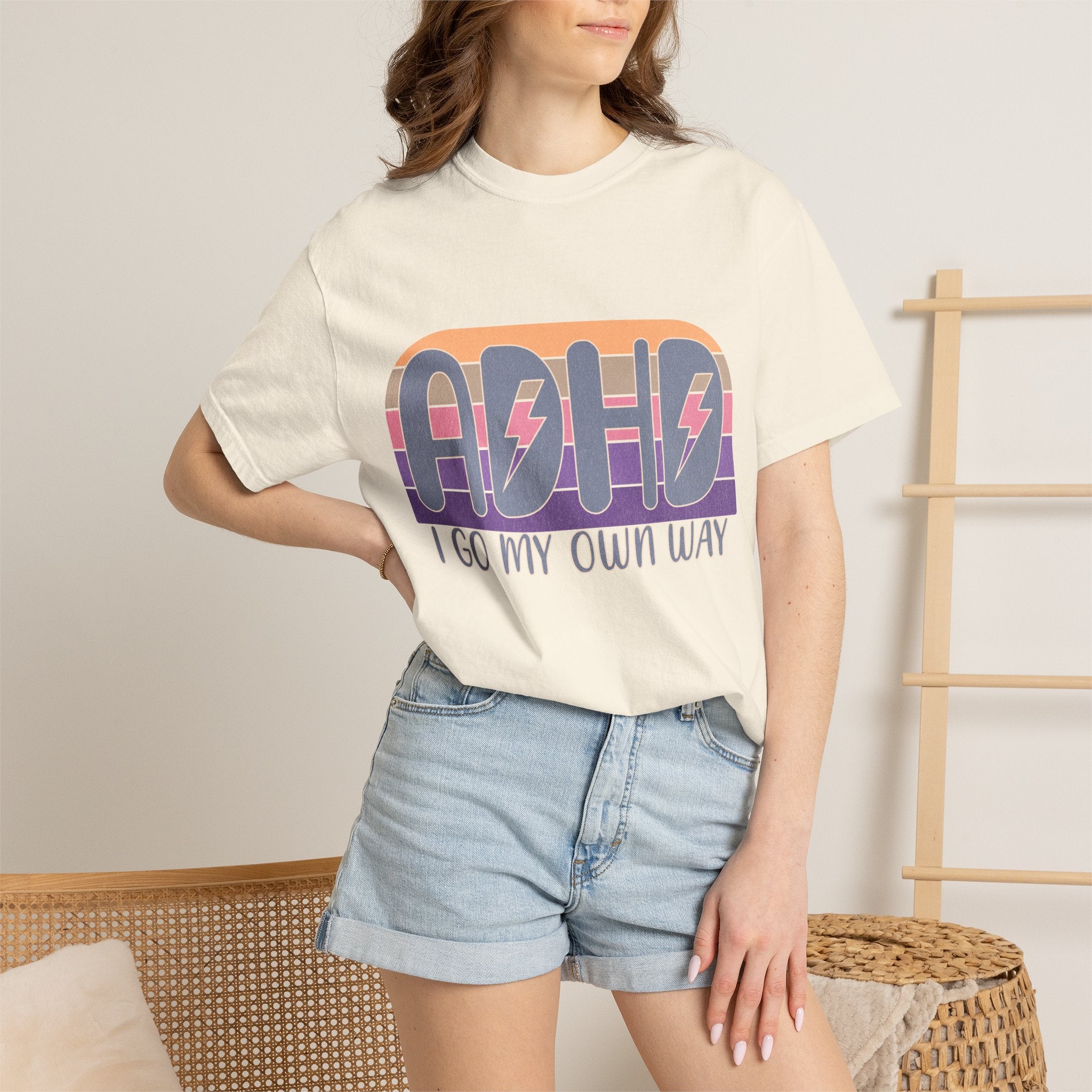 ADHD I Go My Own Way Tee — Retro Lightning Graphic T-Shirt