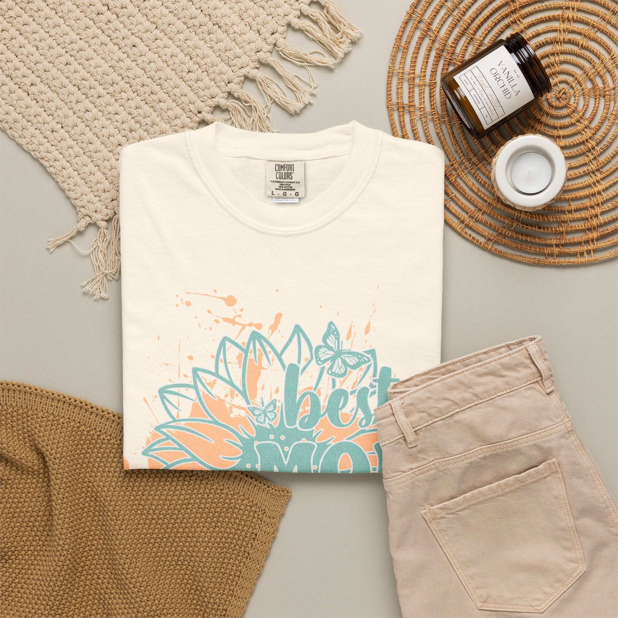 Best Mom Ever T-Shirt —Textured  Floral Sunflower Mother's Day Tee