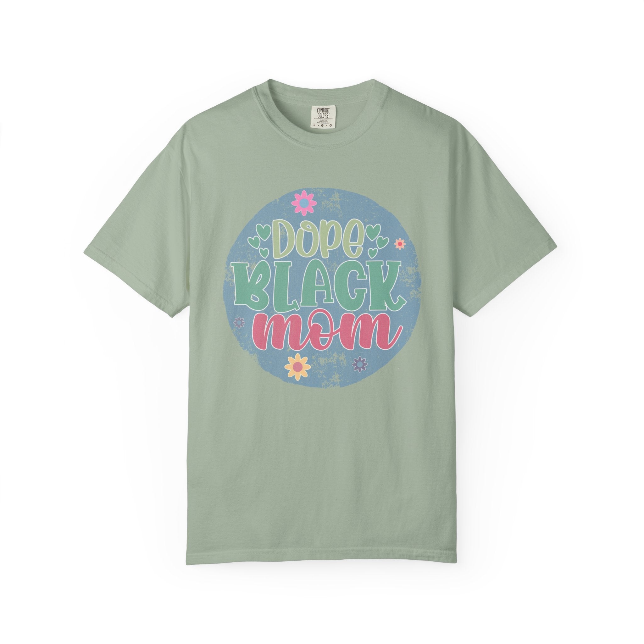 Dope Black Mom Textured T-Shirt — Floral Retro Circle Graphic Tee for Mothers