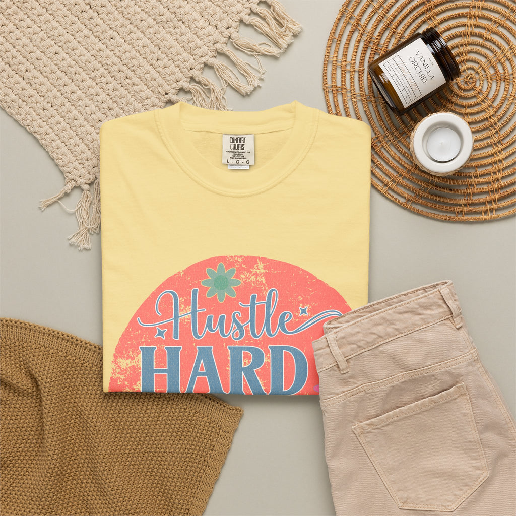 Textured Hustle Hard Pray Harder Tee — Inspirational Floral Graphic T-Shirt