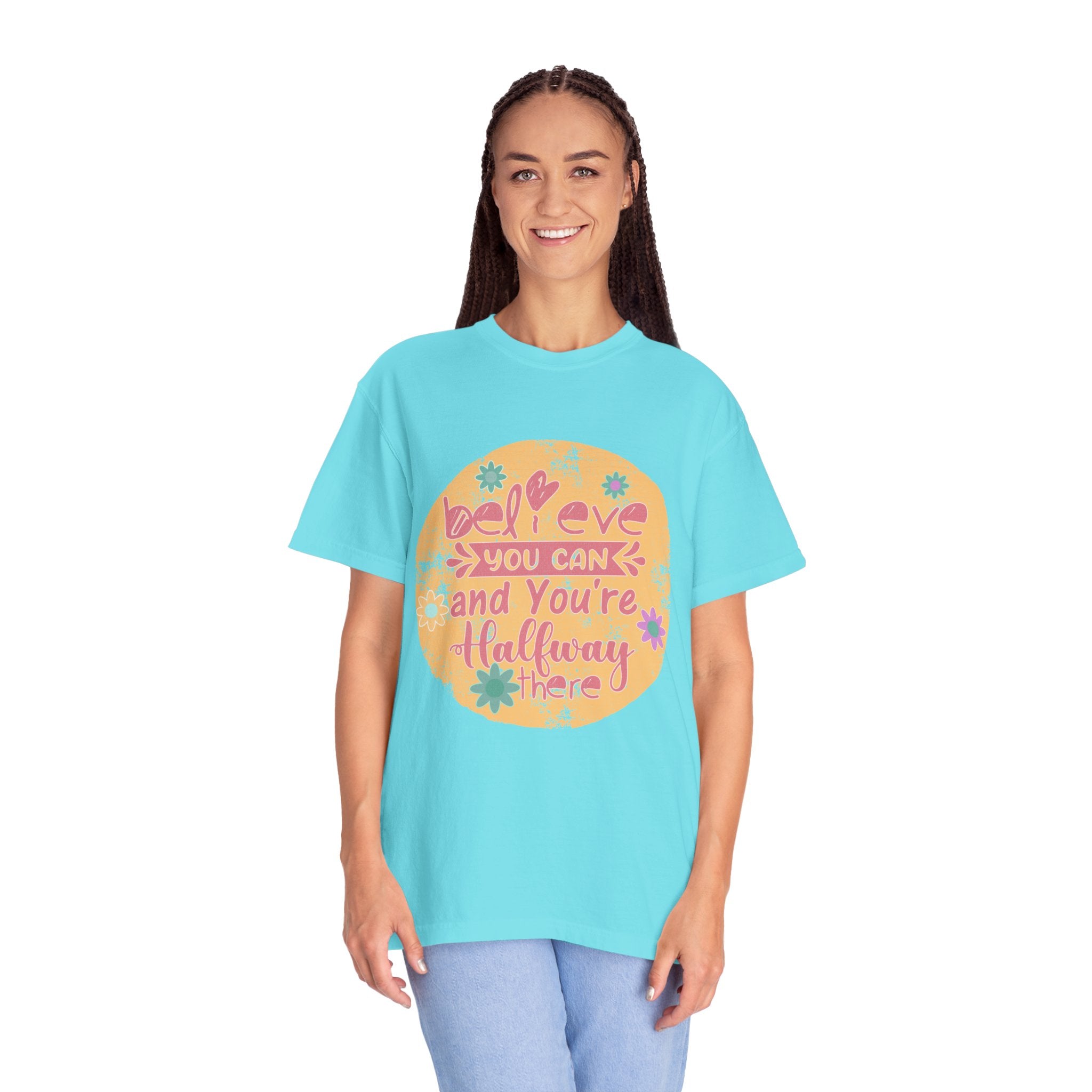Textured Believe You Can Tee — "Believe You Can and You're Halfway There" Inspirational T‑Shirt
