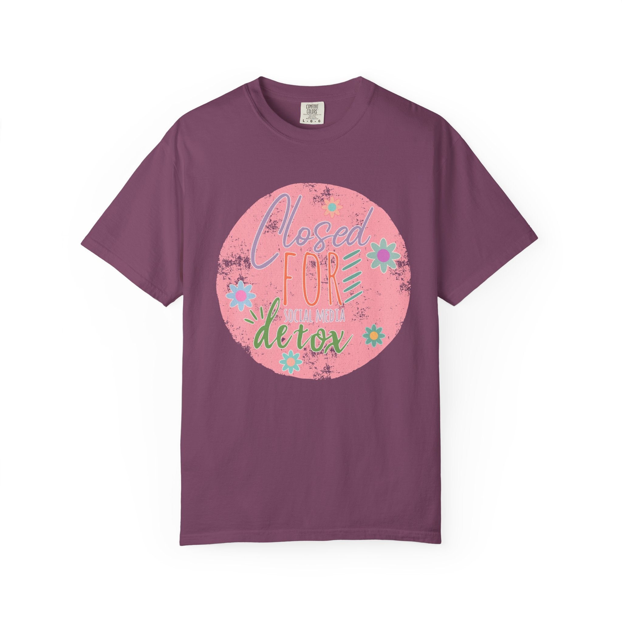 Closed For Detox Textured T‑Shirt — Cute Floral Wellness Tee
