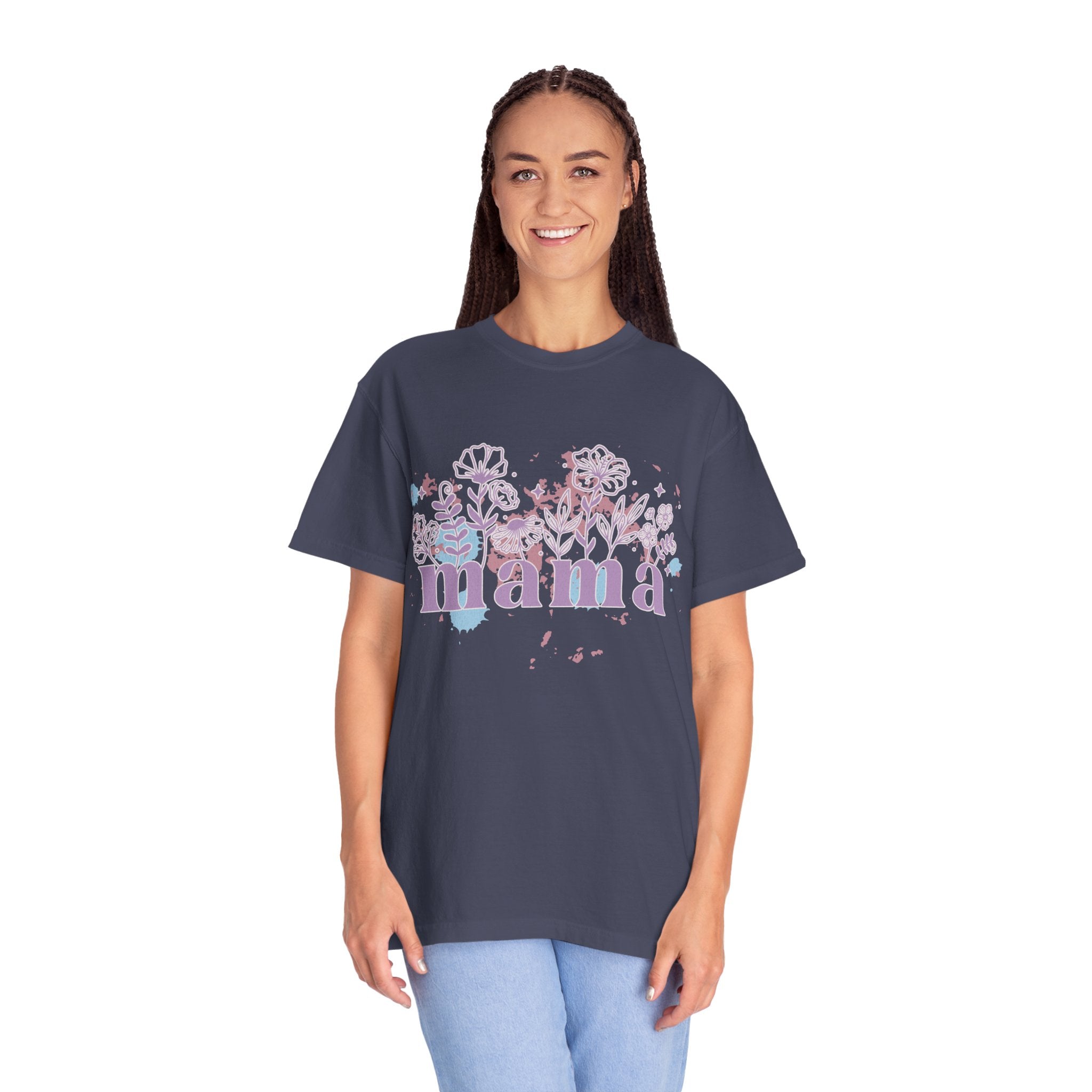 Mama Floral Splash Textured Tee — Pastel Garden Mother's Day T-Shirt